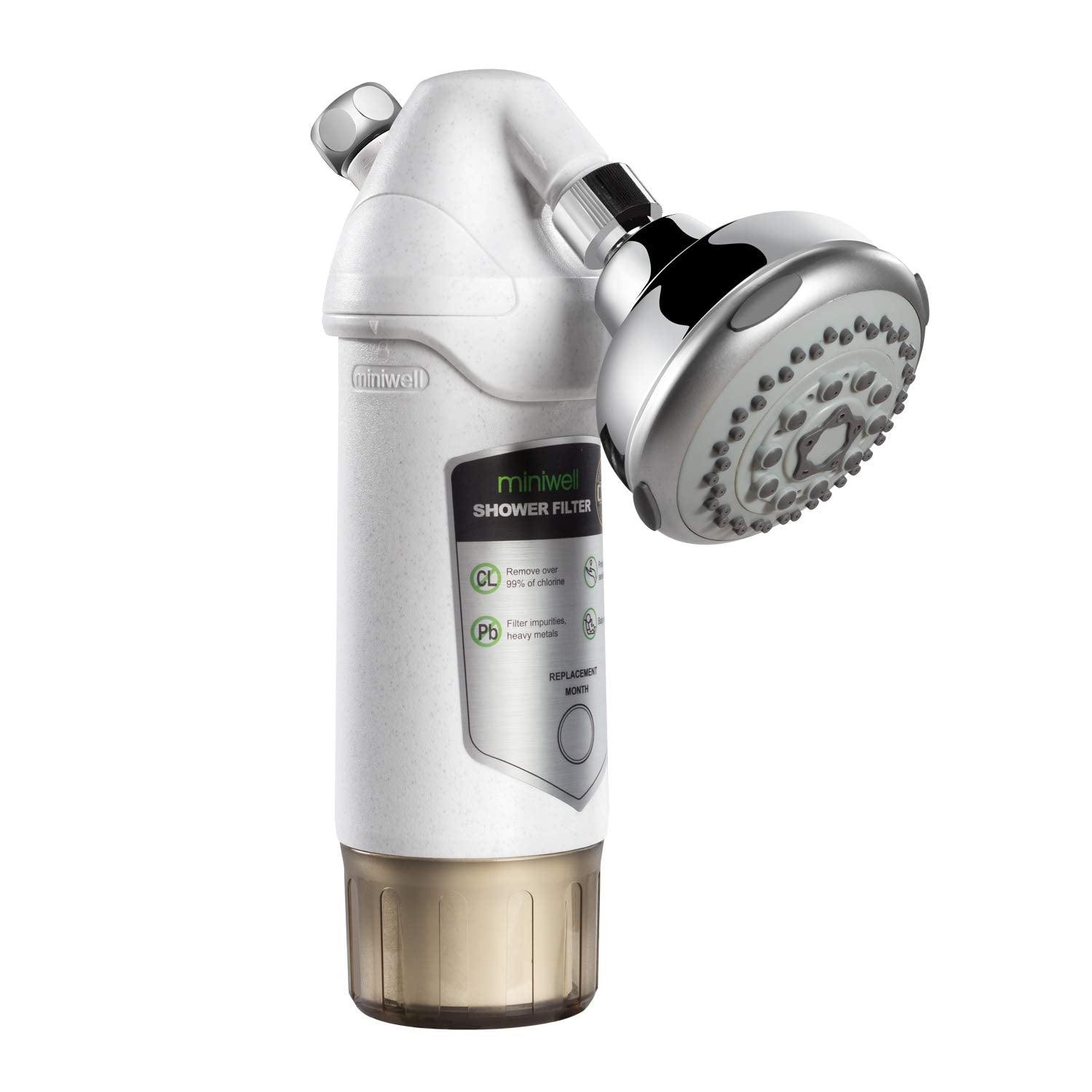 Miniwell Shower Filter 720-Plus With Replaceable Cartridges, Shower Head Filter With Double Filters, Remove 99% Chlorine (Shower