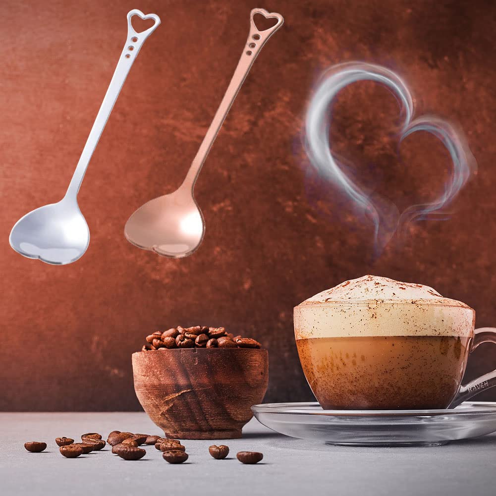 Shengding Stainless Steel Dessert Spoon Creative Cute Heart Shaped Espresso Spoons Kitchen Accessory For Cake Tea Sugar Ice Crea