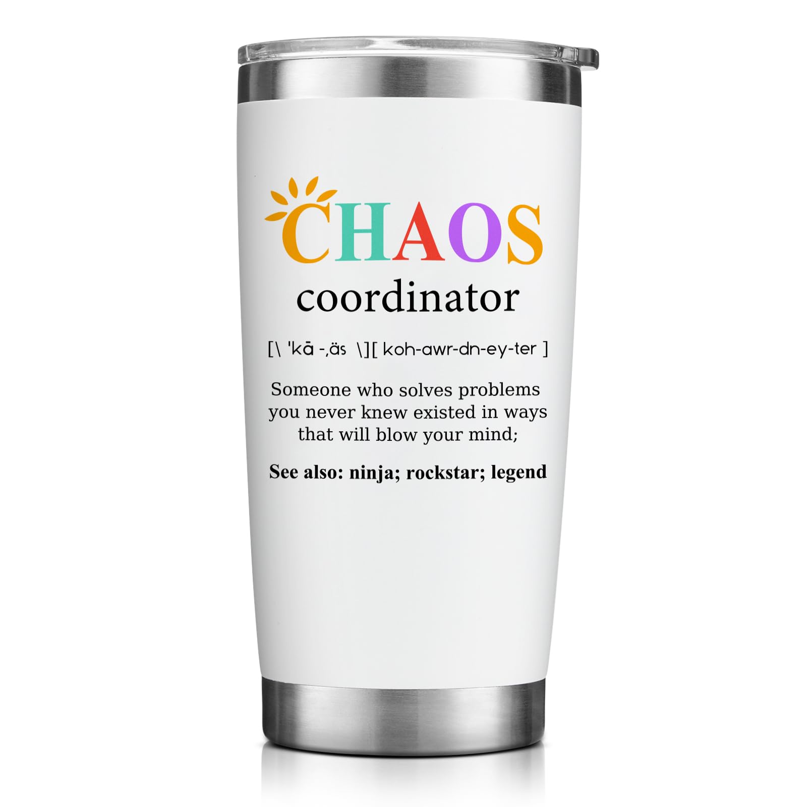 NOWWISH Chaos Coordinator Tumbler 20oz, Christmas Thank You Gifts for Women, Boss, Coworker, Teacher, Nurse, Insulated Stainless