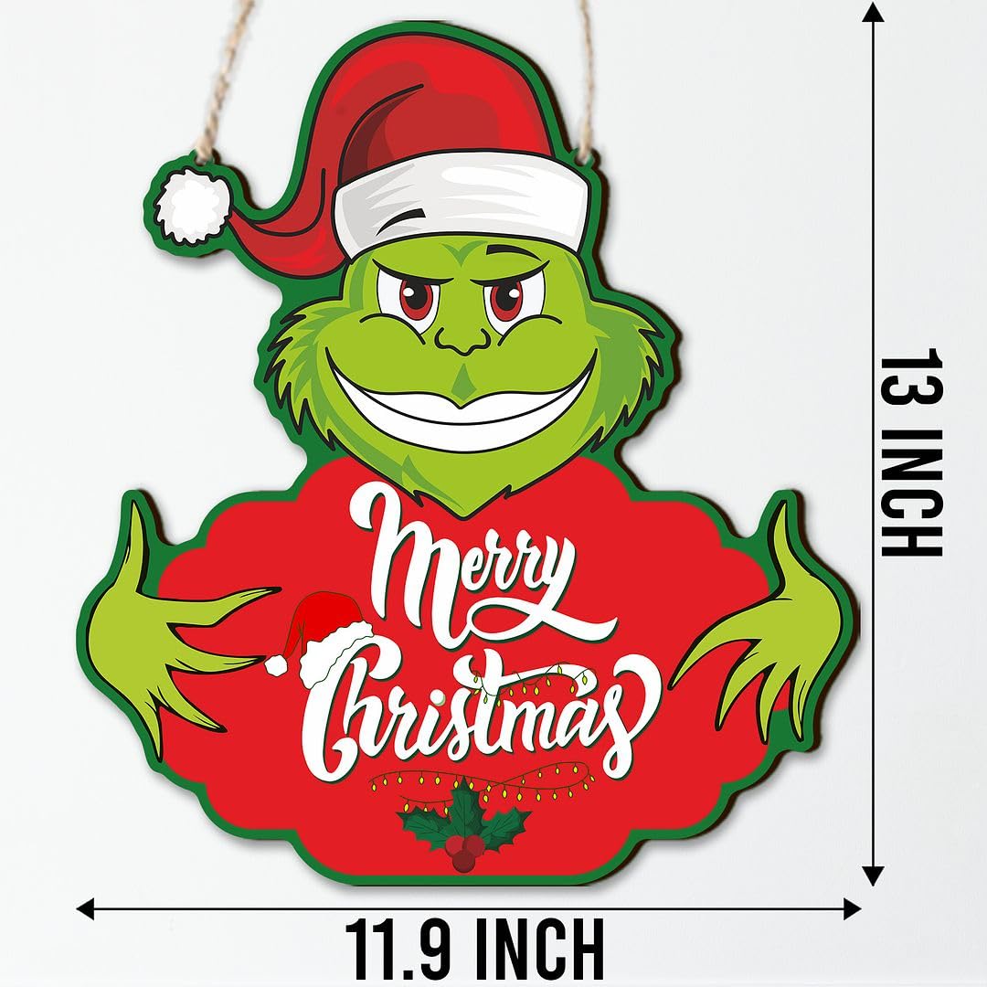 CVANU Beautiful Printed Merry Christmas Wooden Wall Hanging Board for Wall Decoration (13inchX11.9inch)_W336