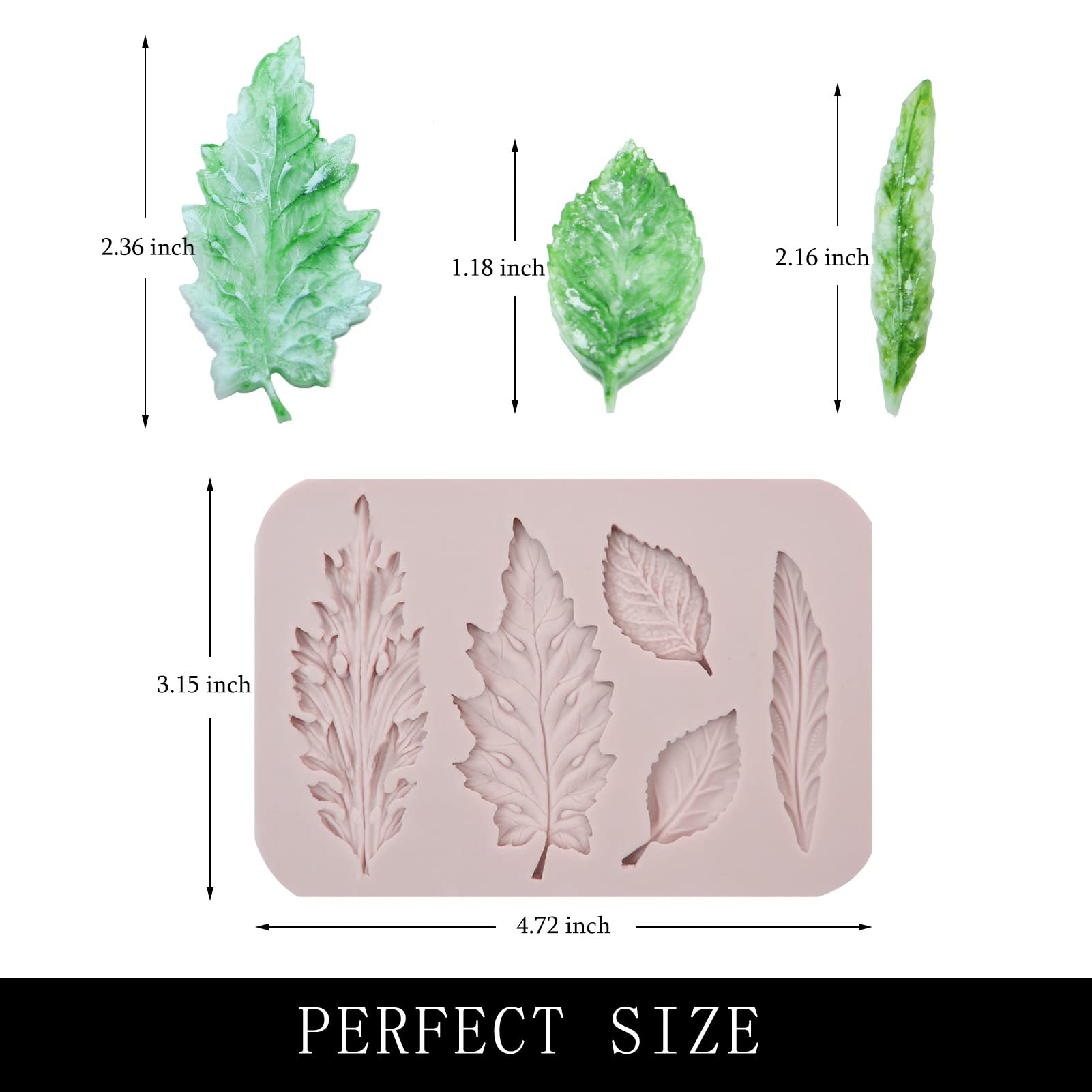 Leaf Fondant Molds, Ferns Silicone Chocolate Mould, Roses Flower Leaves For Cake Decorating Cupcake Topper Candy Sugar Gum Paste