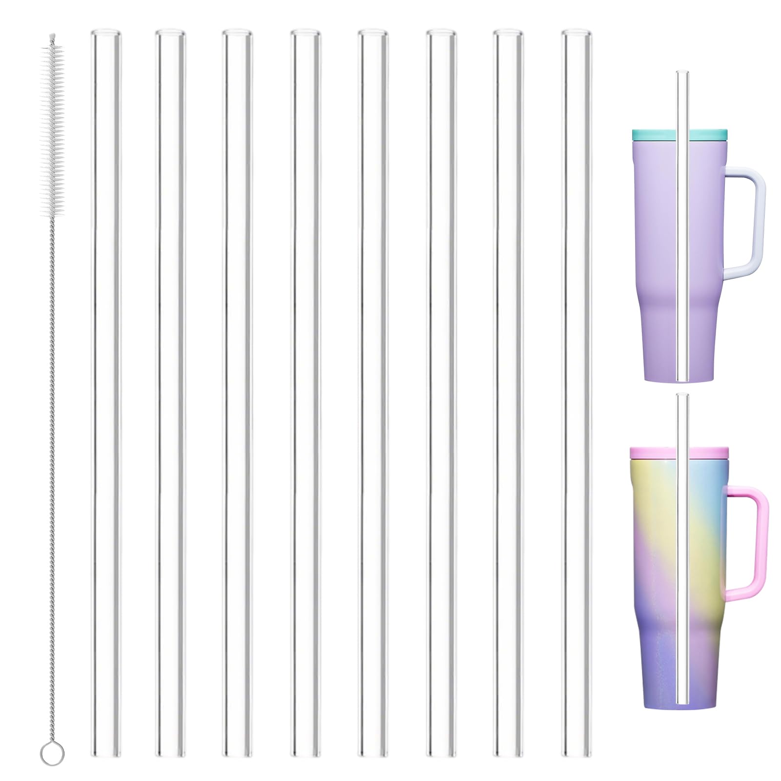 8PCS Straws Replacement Compatible with Corkcicle 40 oz, 1 Brush