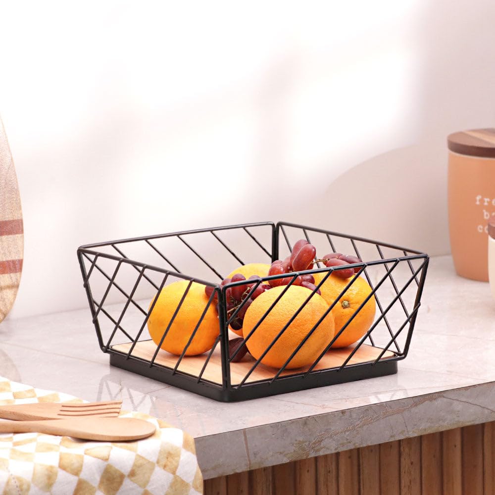 Enhabit Square Basket For Living Room | Organizer Bins For Kitchen Home Bedroom Pantry Bathroom And Wardrobe | Multipurpose Stor
