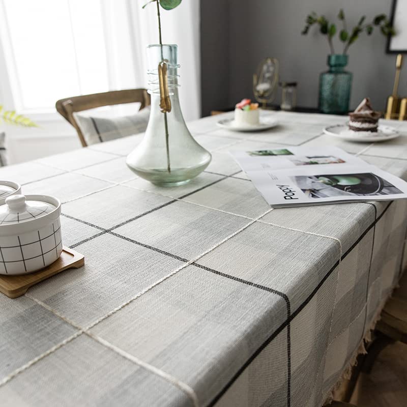 Neelvin Rustic Rectangle Burlap Thick Tablecloth Cotton Linen Table Linens Tablecloths Waterproof Wrinkle Free Table Cover for Kitchen Dinning 55''x55'' 4 Seats