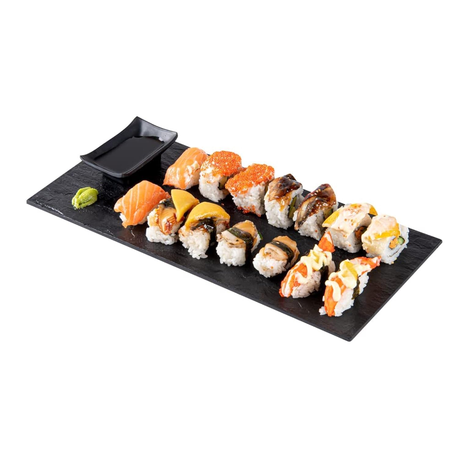 Restaurantware 16 X 7 Inch Serving Plates 25 Rectangle Charcuterie Boards - Premium Mimics The Look Of Slate Black Plastic Servi