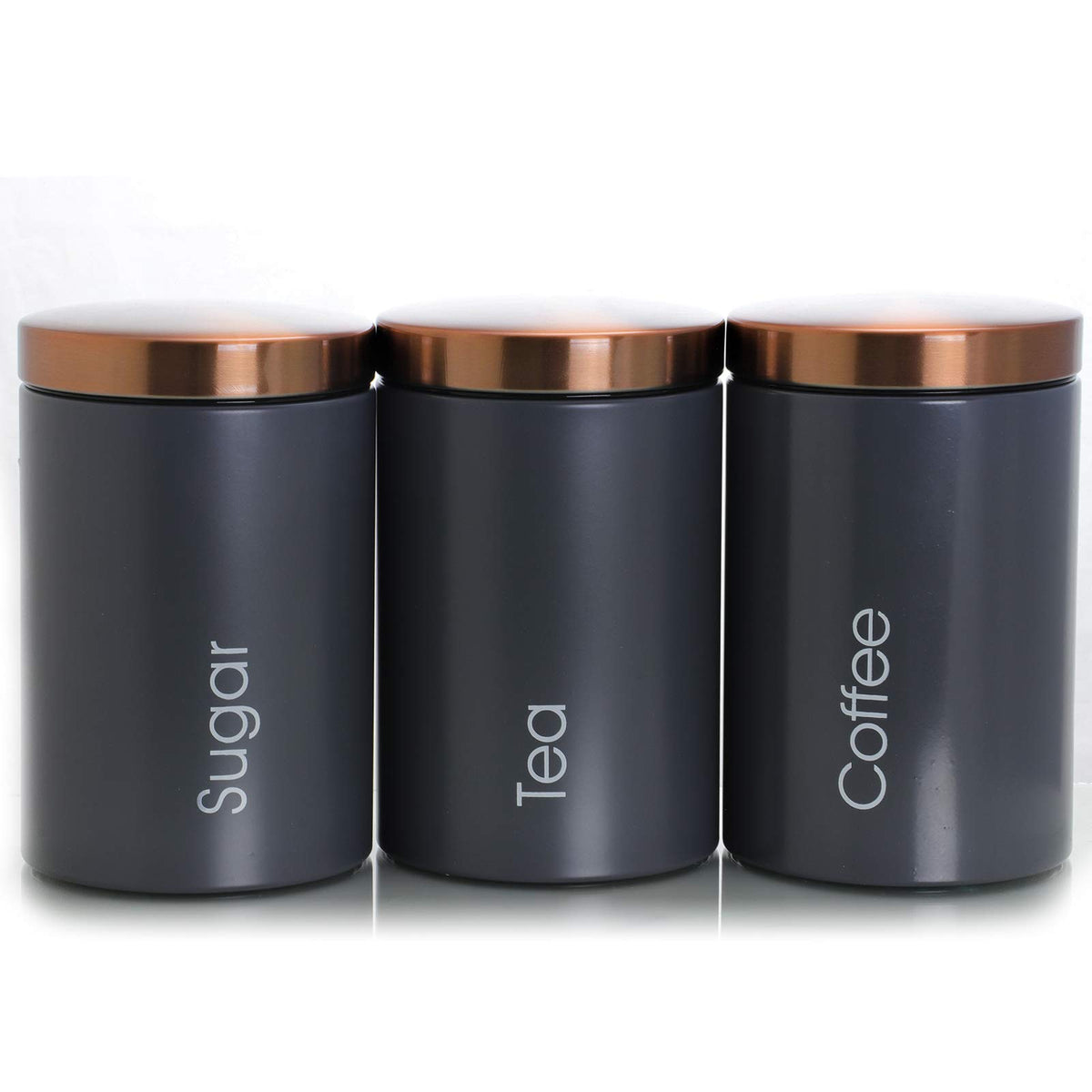 Megachef Essential Kitchen Storage 3 Piece Sugar, Coffee And Tea Canister Set In Matte Gray
