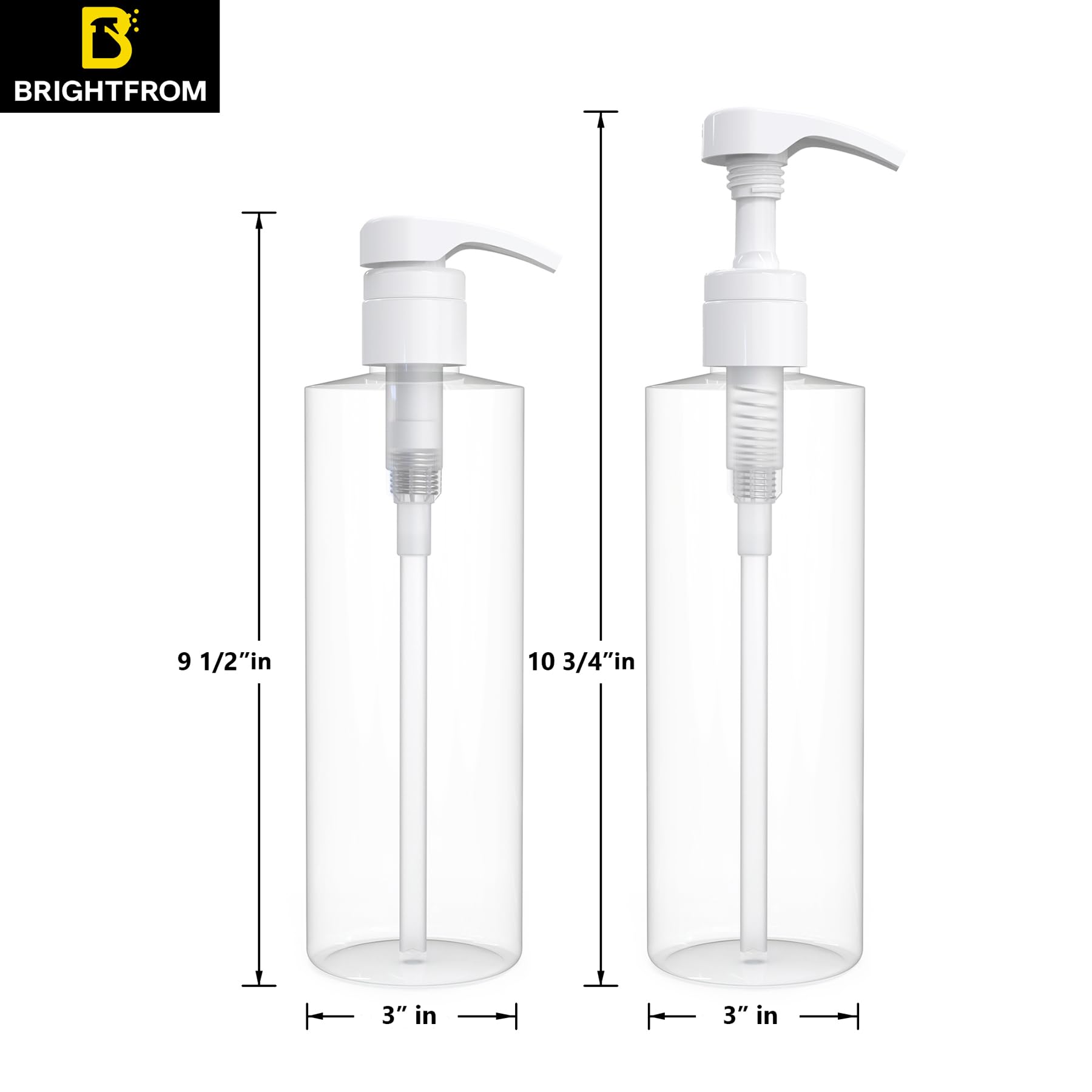 Brightfrom Empty Shampoo Pump Bottles, 32 Oz / 1 Liter, Bpa-Free Cylinder Containers, Household & Commercial Use, 2 Pack - Leak