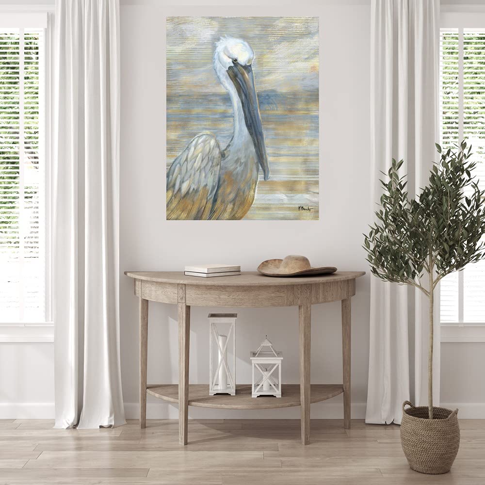 Fine Art Canvas Golden Salty Pelican Canvas Wall Decor By Artist Paul Brent For Living Room, Bedroom, Bathroom, Kitchen, Office,