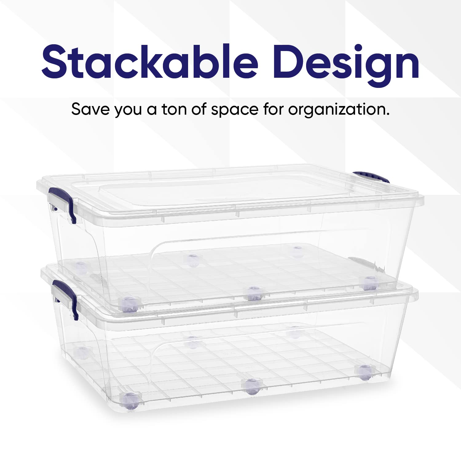 Superio Under Bed Clear Storage Bin with Lid  Stackable Plastic Storage Container with Latch Closure (42 Quart- Under Bed)