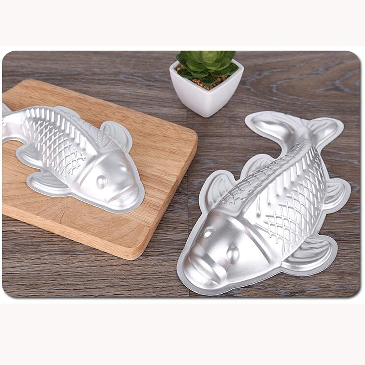 Qfyfgyt 3D Aluminum Alloy Carp Cake Bakeware, Fondant Cake Decoration Bakeware, Fish-Shaped Cake Mold (7 Inch)