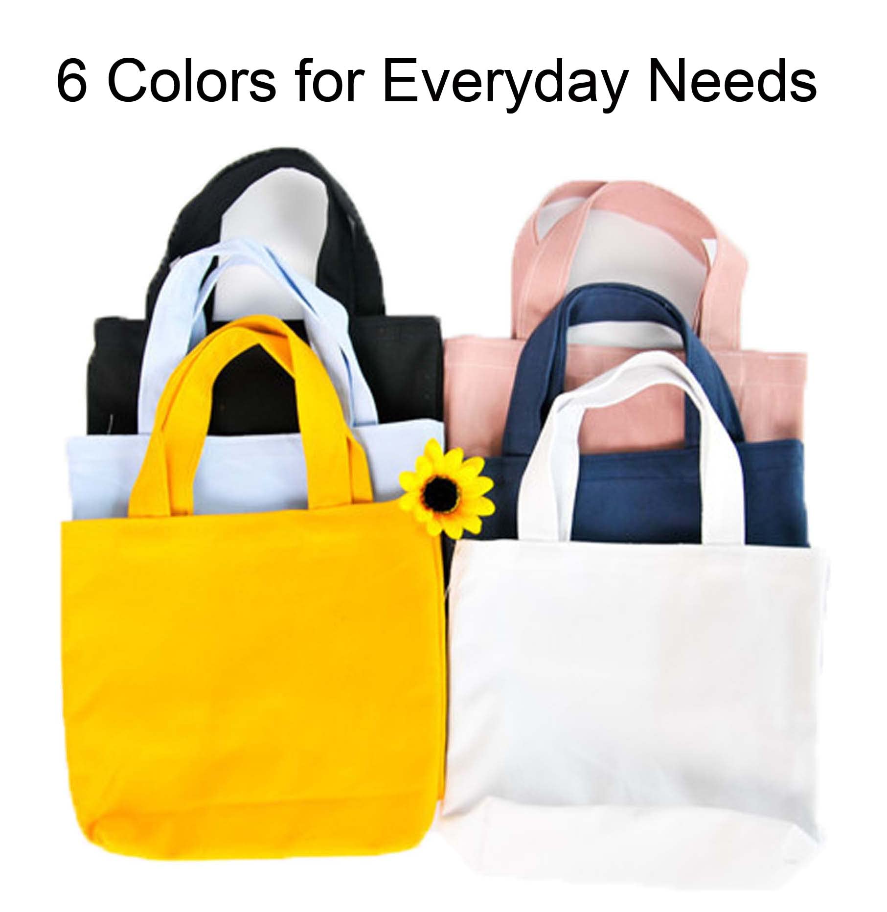 Pertion 6 Pack Small Canvas Tote Bags, Cute Bags With Handles Reusable Sturdy Little Gift Bags For Small Items, 9 X 8 X 4 Inches