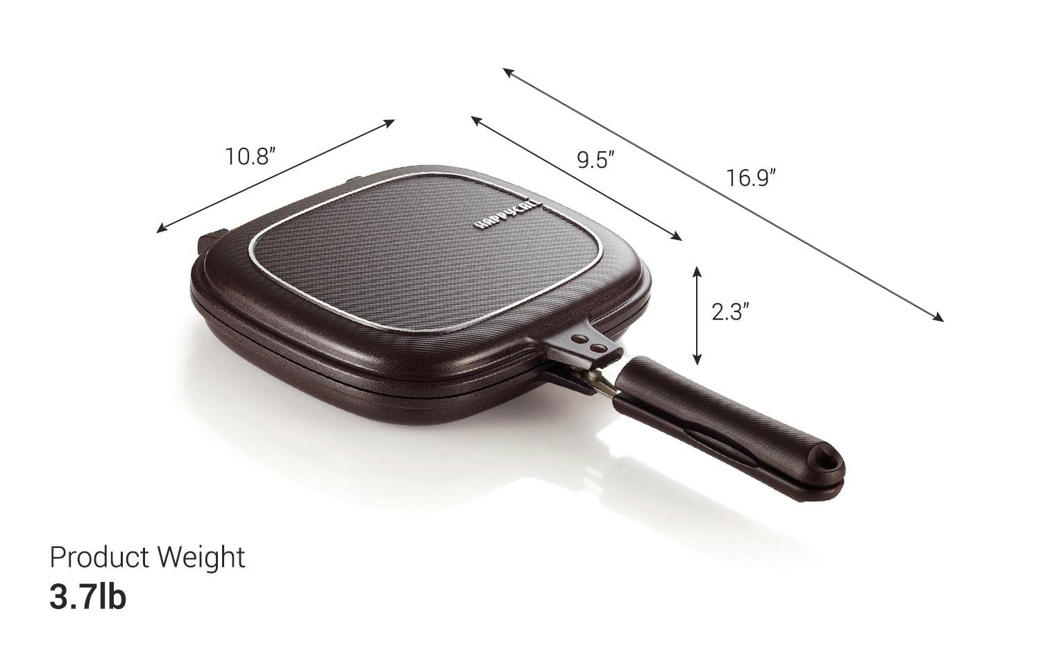 Happycall Titanium Nonstick Double Pan, Omelette Pan, Flip Pan, Square, Dishwasher Safe, Pfoa-Free, Brown (Standard)