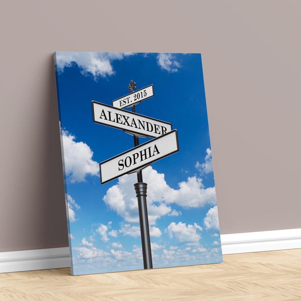European Street Sign Name Canvas Print, Custom Name Sign Poster Wall Art, Personalized Gift For Wedding, Birthday Gift, Gift For