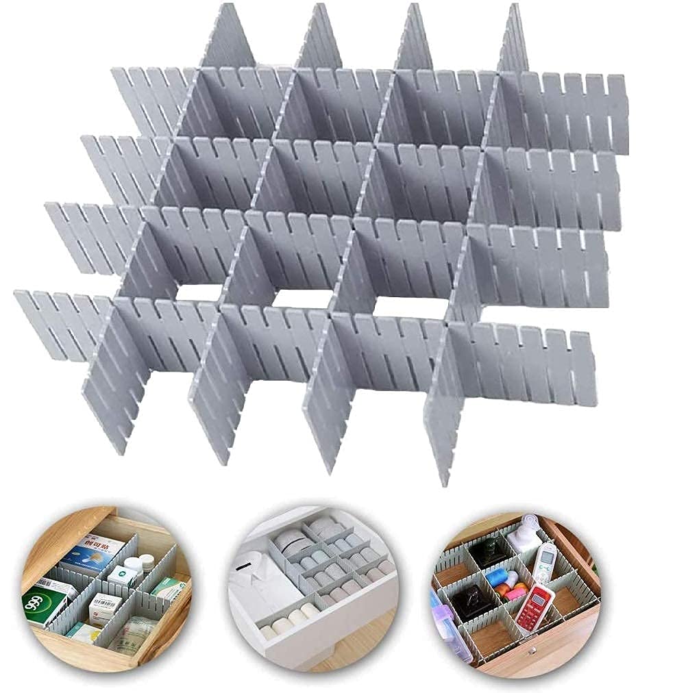 Cyrox Drawer Divider Organizers | Grid Closet Sorting Partition/Plastic Strips Separators Cabinet Storage Box Socks/Makeup  Set