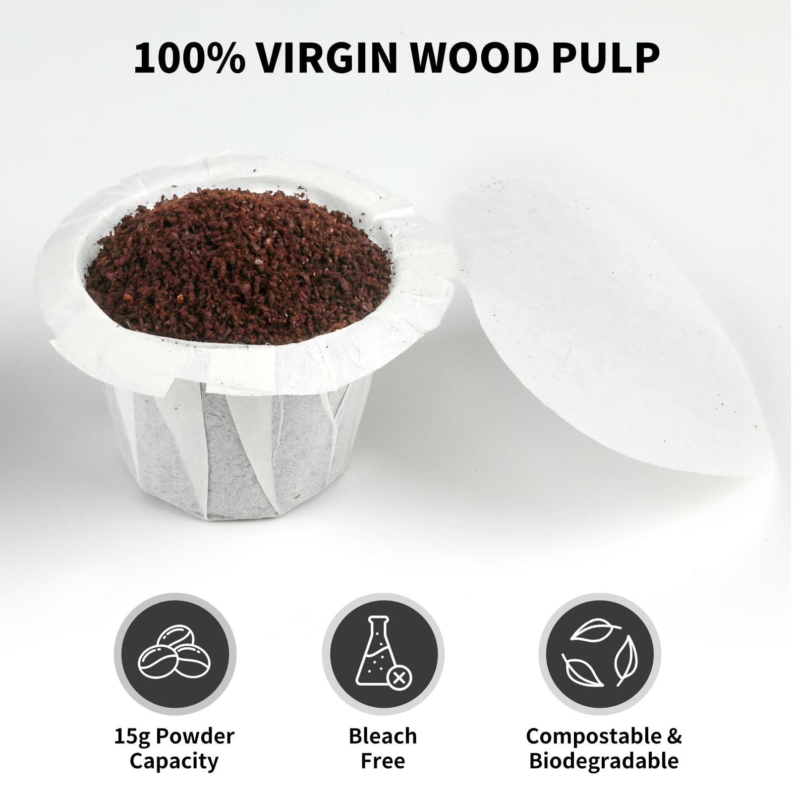 200 Count Fanativita K Cup Filters Disposable With Genius Lid Design, Fit All Reusable K Cups For Keurig (White)