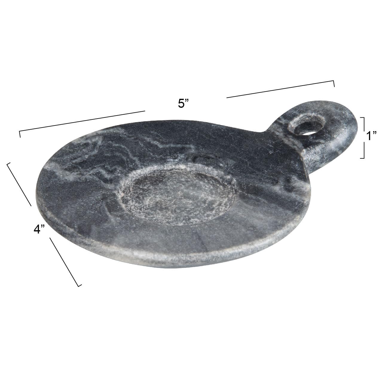 Creative Co-Op Hand-Carved Marble Handle, Grey Dish, 4''