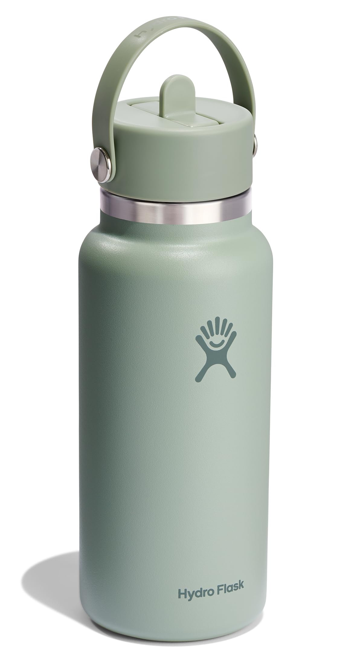Hydro Flask Water Bottle - Insulated Stainless Steel - Wide Mouth Flex Straw Lid, Non Spill, Leakproof and Refillable in 32 Oz T