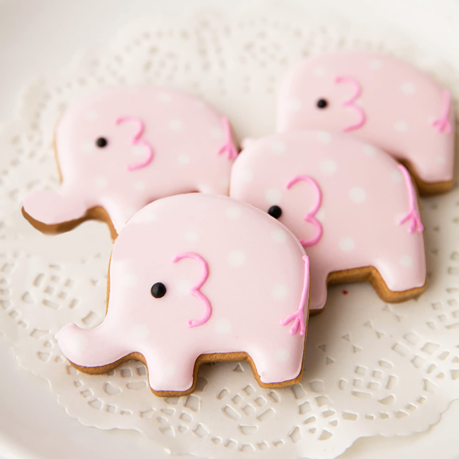 Elephant Cookie Cutter Set With Elephant Face, Cute Elephants Animal Shapes - Stainless Steel Baby Shower Cake Mold Fondant Deco