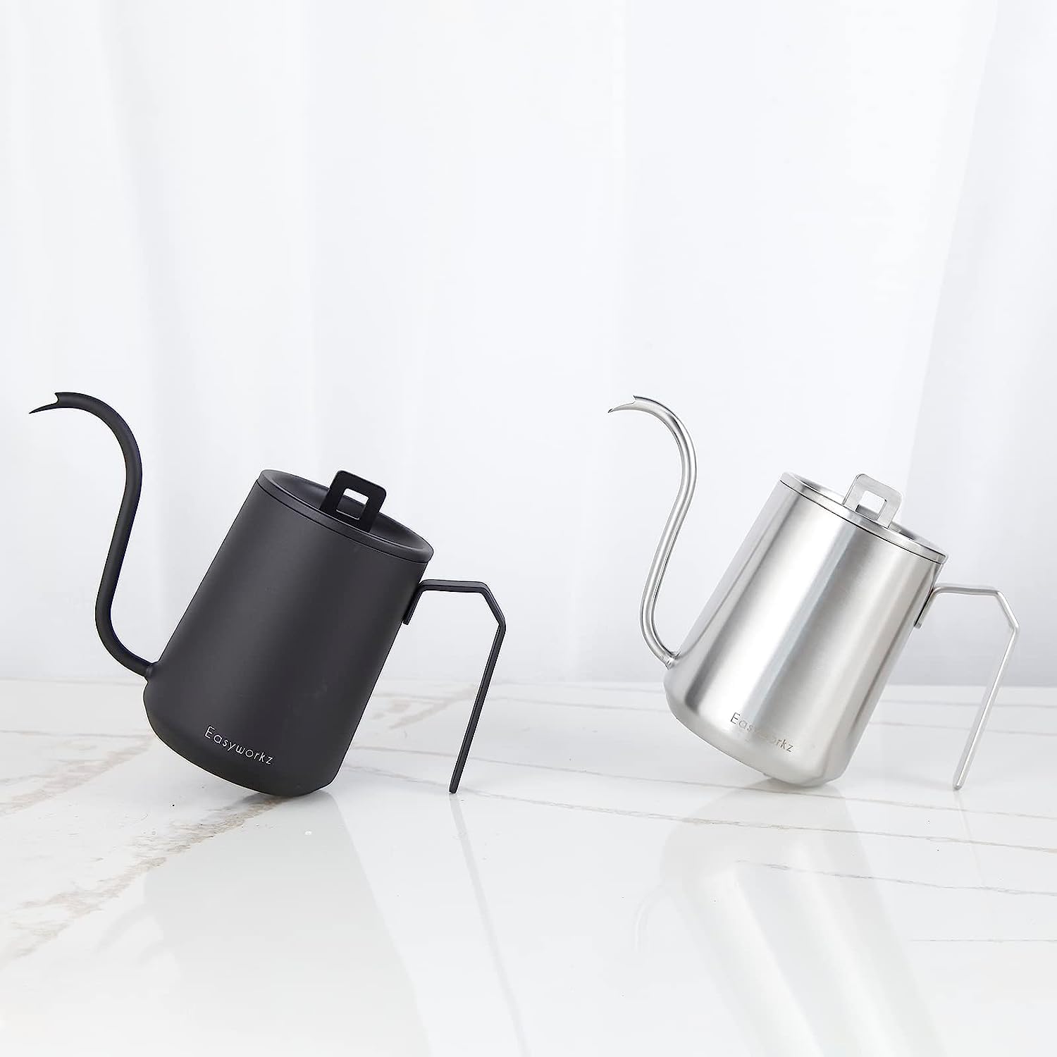 Easyworkz Gooseneck Pour Over Coffee Kettle 20 Oz Stainless Steel Hand Drip Coffee Pot With Long Narrow Spout, Matte Black