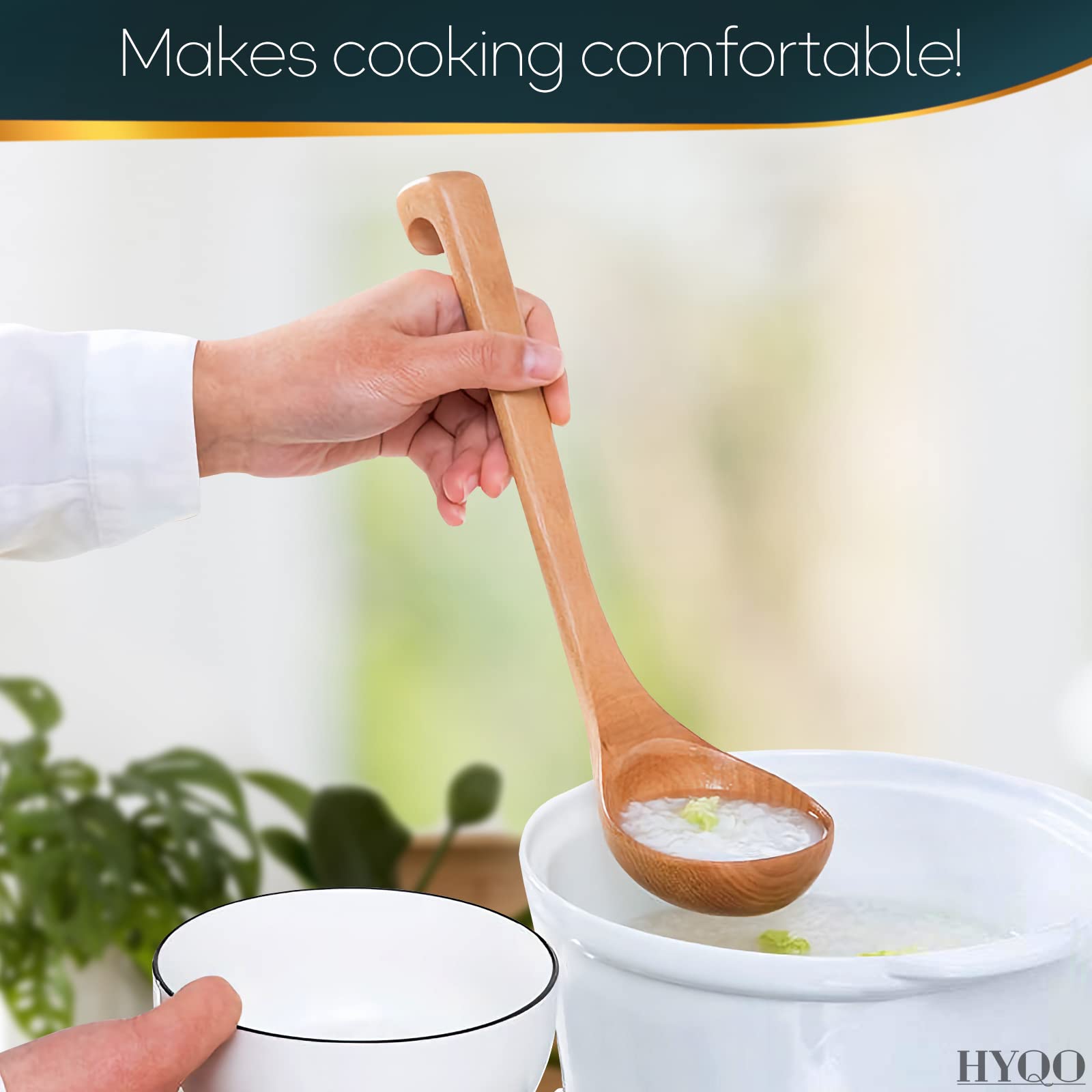 Soup Ladle Large Wooden Scoop - Wooden Spoons For Cooking Long Handle Spoon Kitchen Cooking Utensils Set - Soup Ladles For Servi