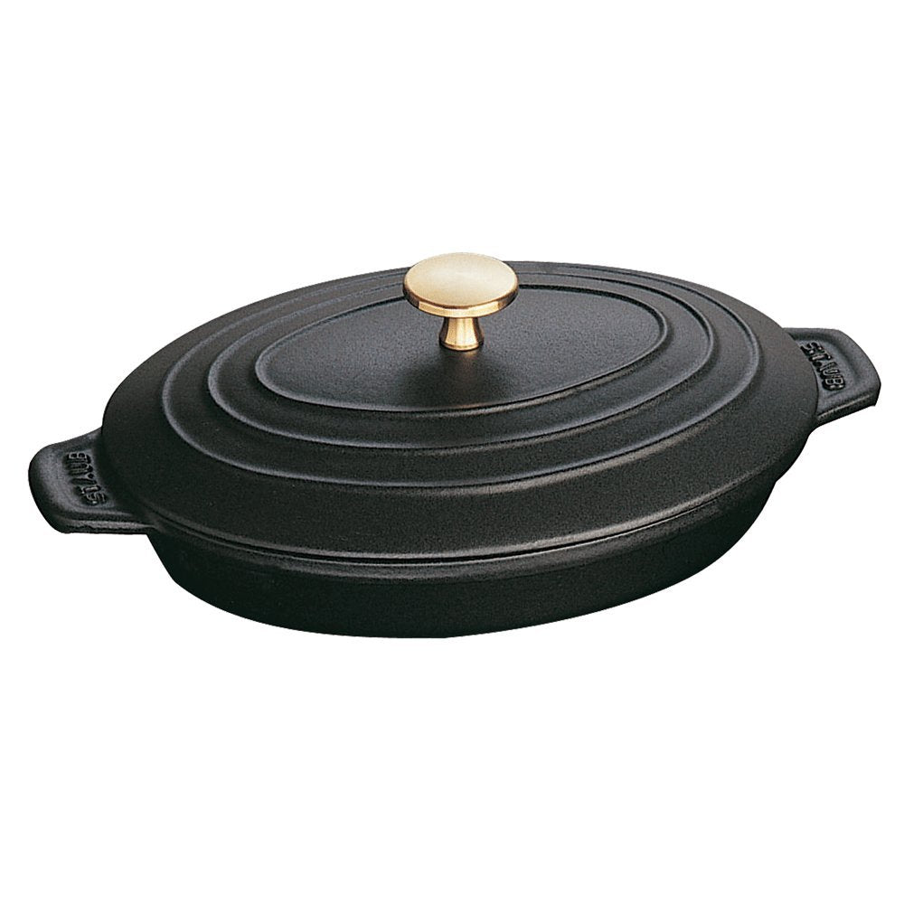 Staub Cast Iron 9-Inch X 6.6-Inch Oval Covered Baking Dish - Matte Black, Made In France