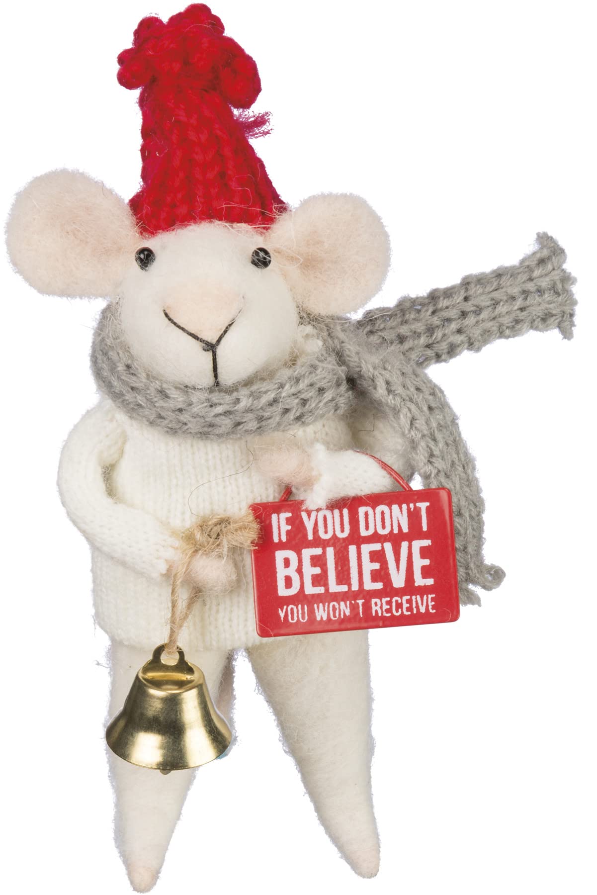Primitives by Kathy Box 5 inch Tall Sign Mouse - Dont Believe