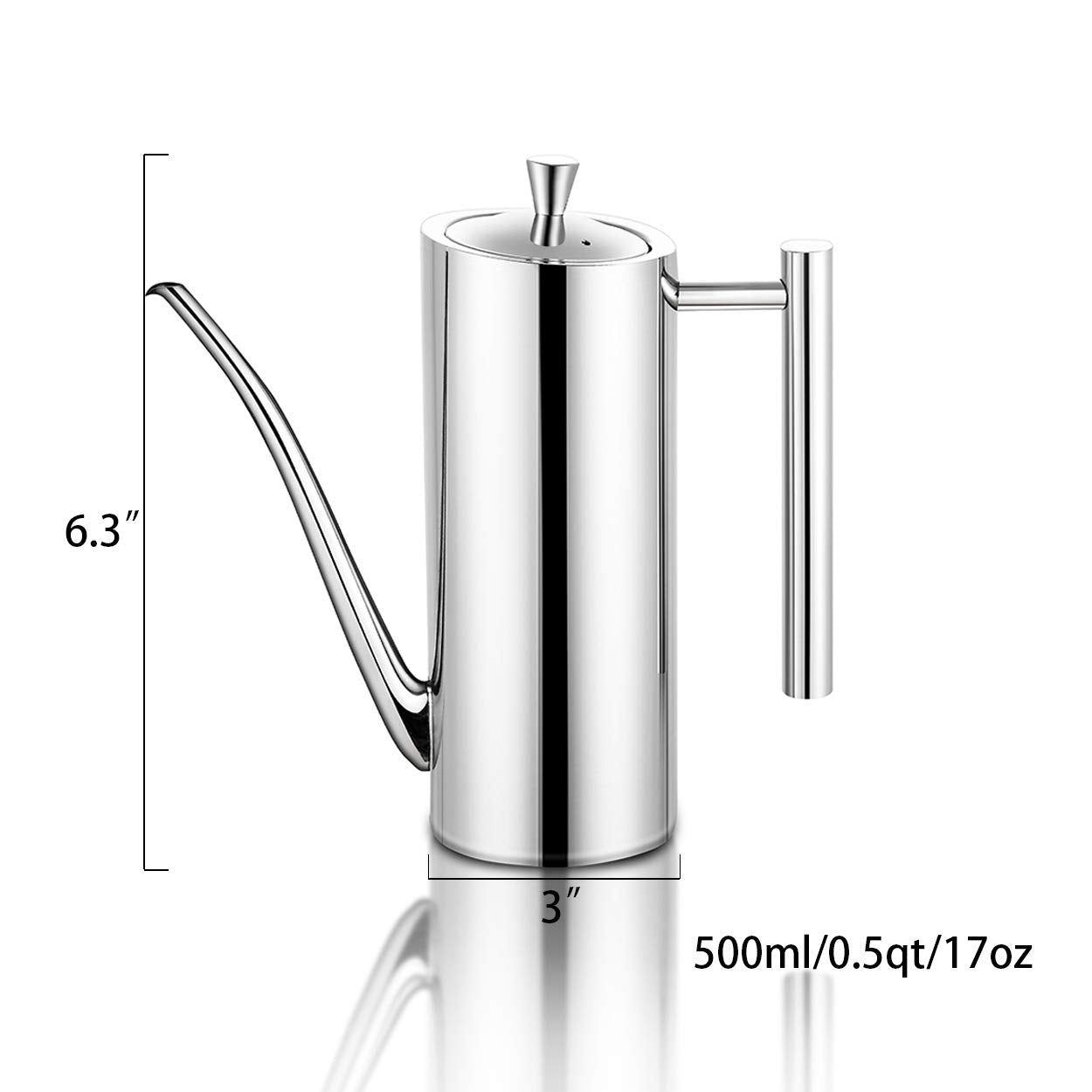 Sumerflos Olive Oil Dispenser Bottle Stainless Steel, 500Ml/17Oz Drip-Free Pouring Oil Pot Storage Container For Salad And Kitch