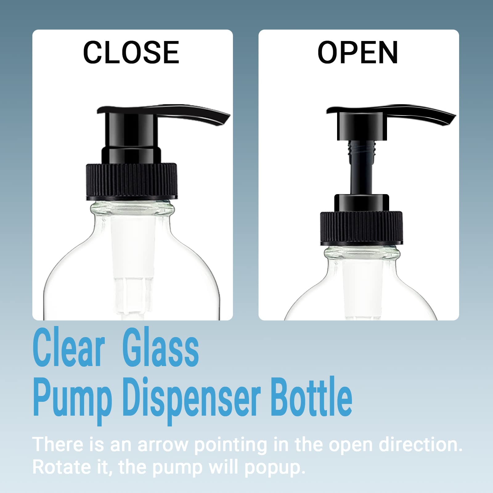 Bpfy 4 Pack 8 Oz Clear Glass Pump Bottles, Boston Round Bottles With Pumps For Lotion, Soap, Lotions, Massage Oils, Refillable C