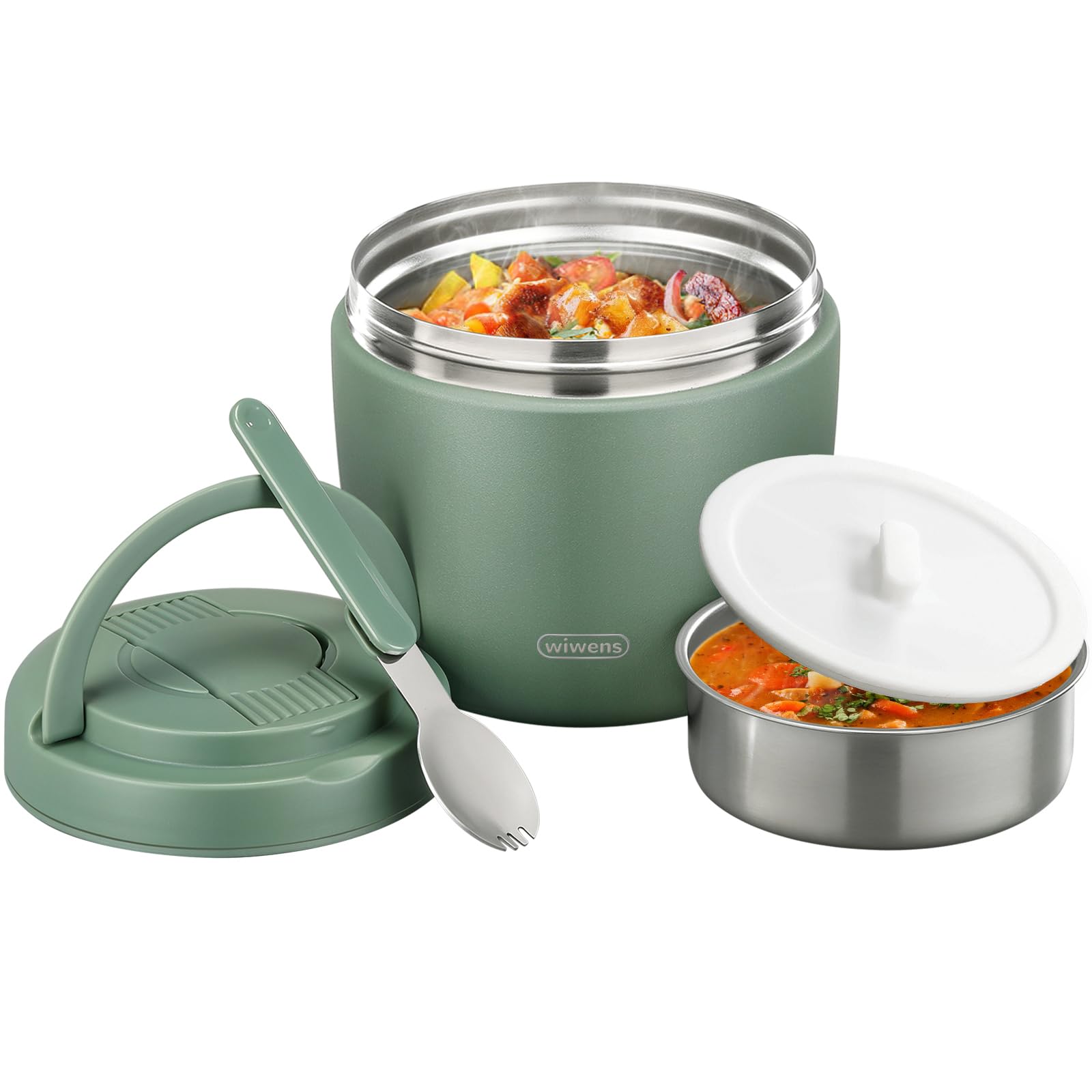 wiwens Thermo Food Jar for Hot Food Adults 32OZ Soup Thermo Lunch Containers Wide Mouth Vacuum Insulated Stainless Steel Leakpro