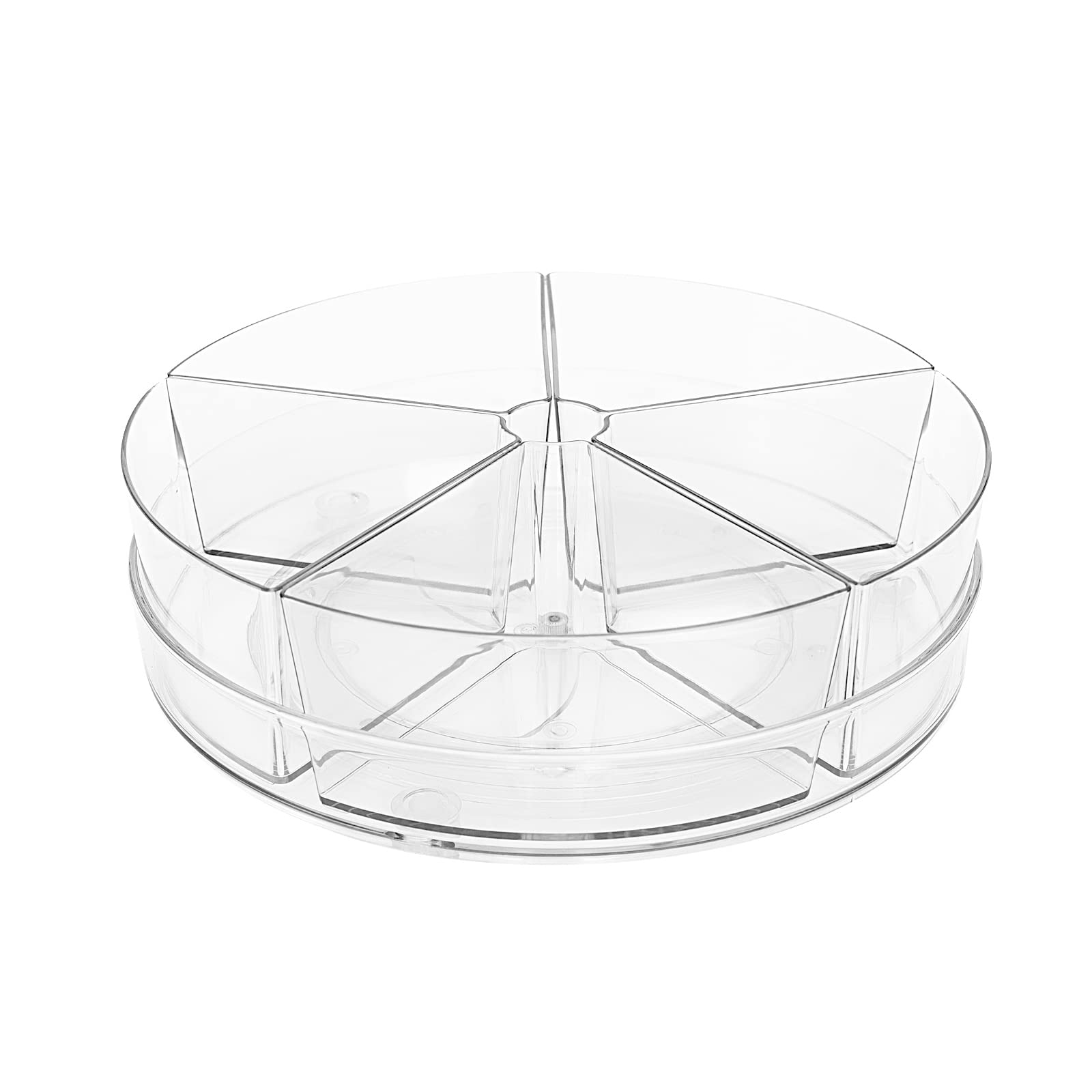 Roninkier Clear Lazy-Susan Organizer With 5-Removable-Bins - 11 Inch Round Plastic Rotating Storage Container For Cabinet, Pantr
