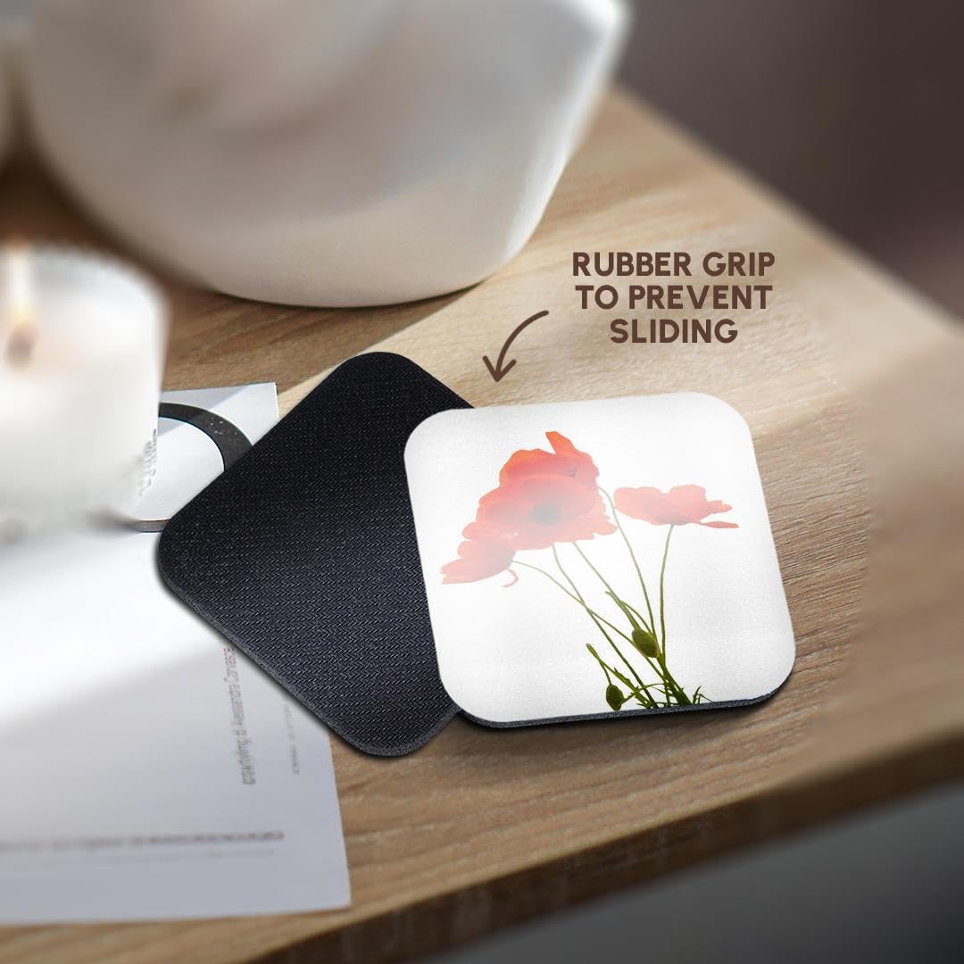 3Drose Cst_217331_2 Delicate Red Poppies Vector Soft Coasters (Set Of 8)