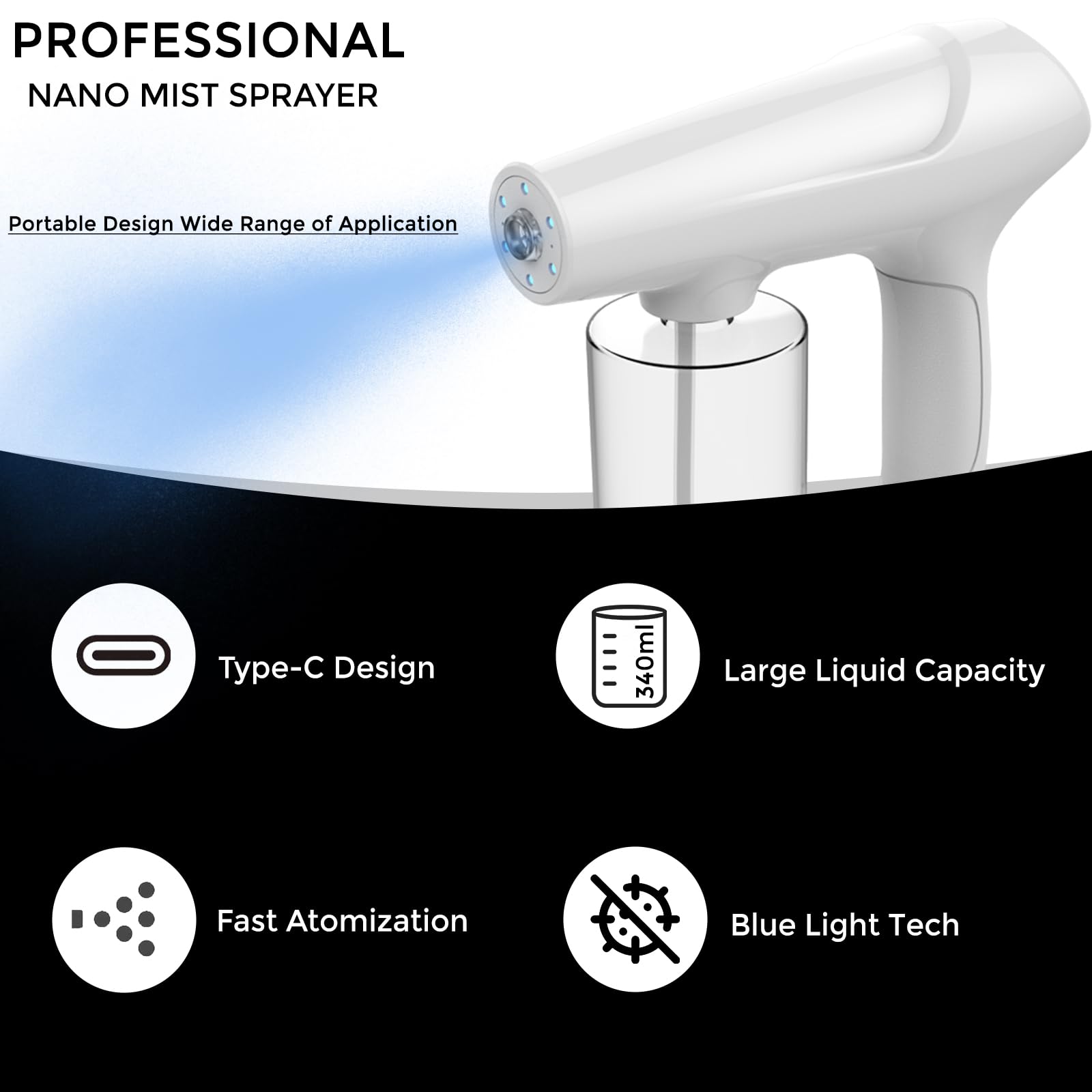 Hovinke Barber Nano Spray,Cordless Portable Water Sprayer, Usb-C Rechargeable For Barber, Salon, Home