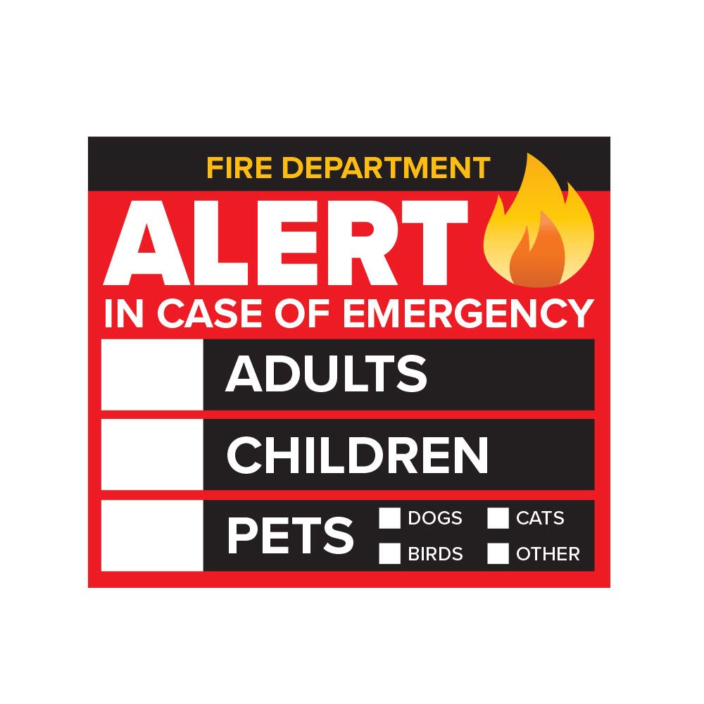 4 Pack - 3 Emergency Alert People and Pet Finder Sticker/Decal - Adults, Children and Pets - Fire Department and Rescue Safety A