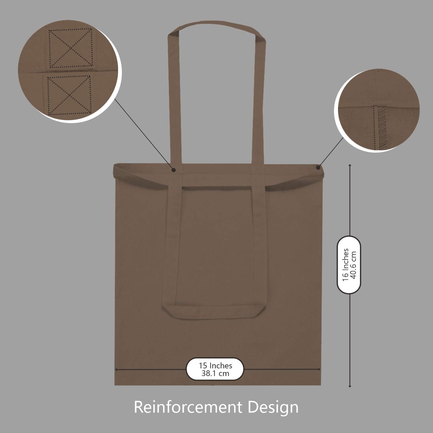 Topdesign 24-Pack Economical 16''X15'' Brown Cotton Tote Bag, Lightweight Medium Reusable Grocery Shopping Cloth Bags, Suitable