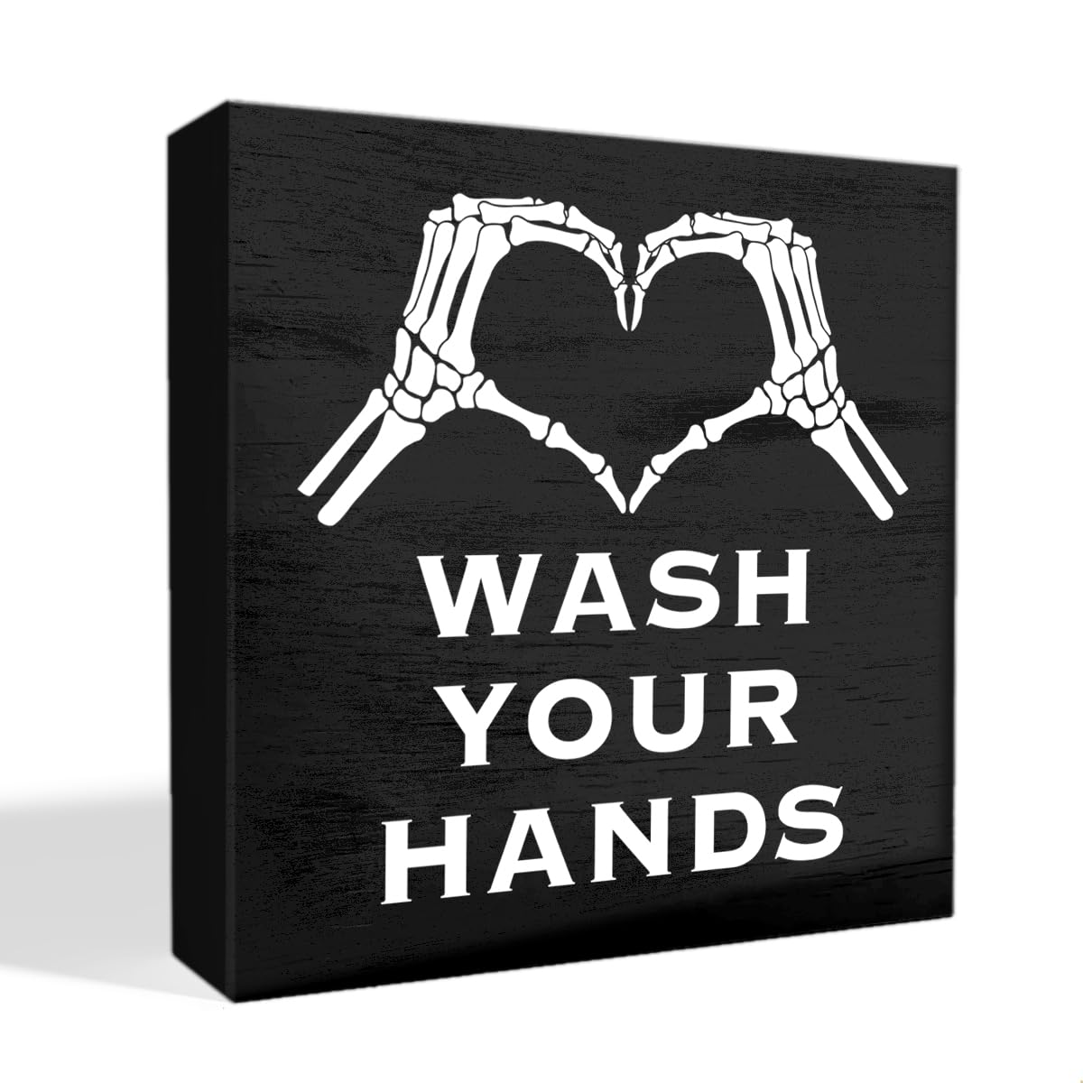 Gothic Bathroom Decor Wash Your Hand Black Wood Box Sign for Home Toilet Shelf Restroom Washroom Decor 5 X 5 Inches