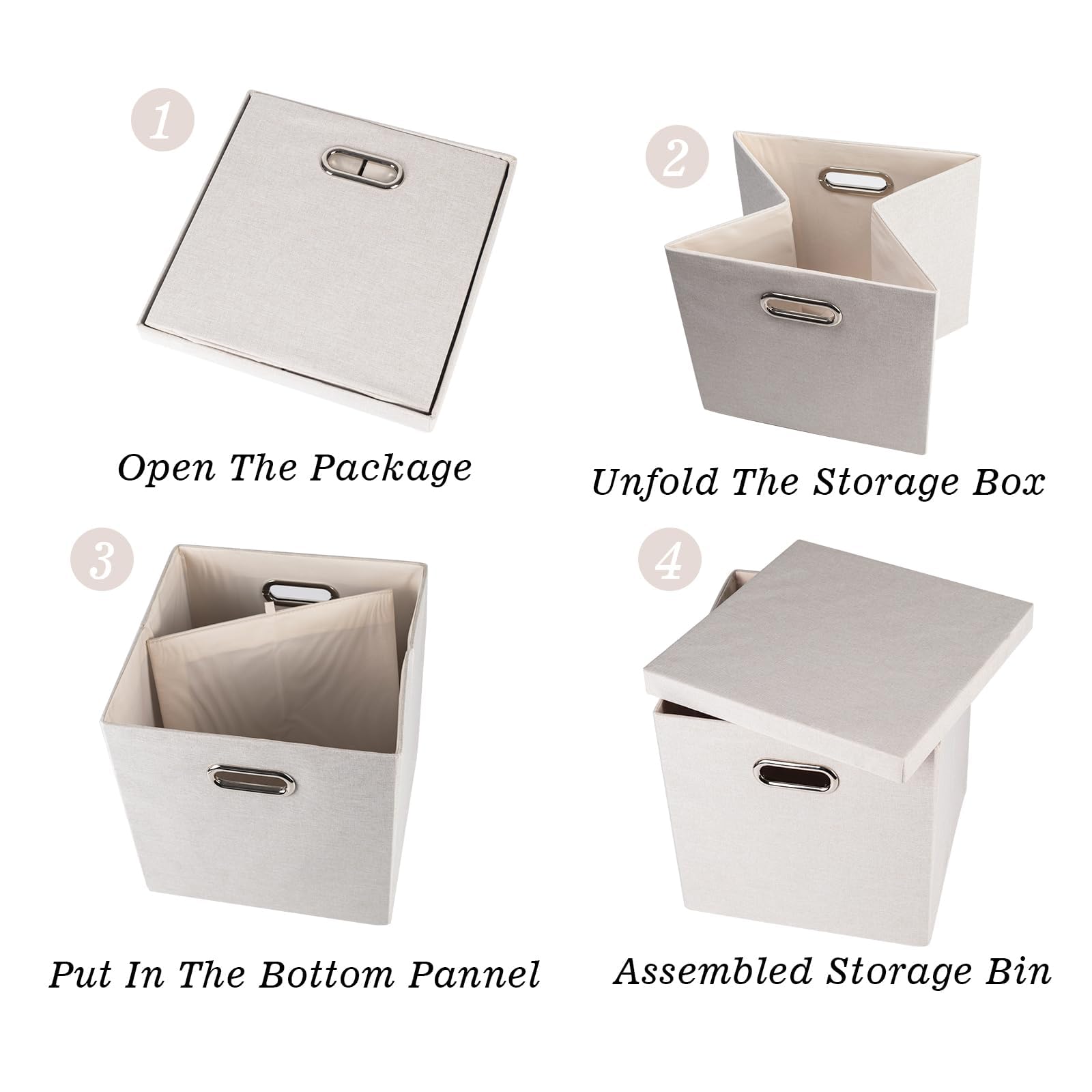 Arcaguru Storage Bins With Lids, Collapsible Linen Fabric Boxes Organizer Containers With Lid Foldable Storage Box Basket For Cl