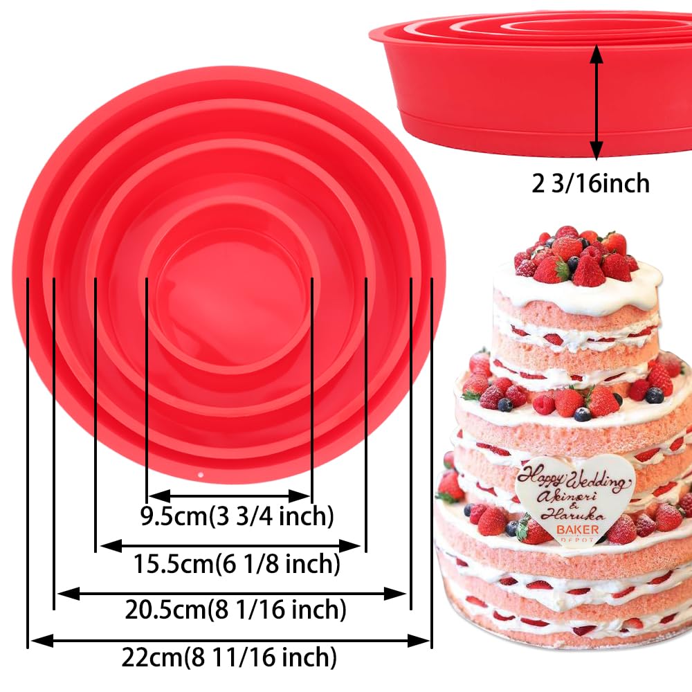Baker Depot Silicone Mould For Baking Nonstick Layer Cakes Bakeware Round Cake Pans Chocolate Rainbow Cake For Birthday Wedding