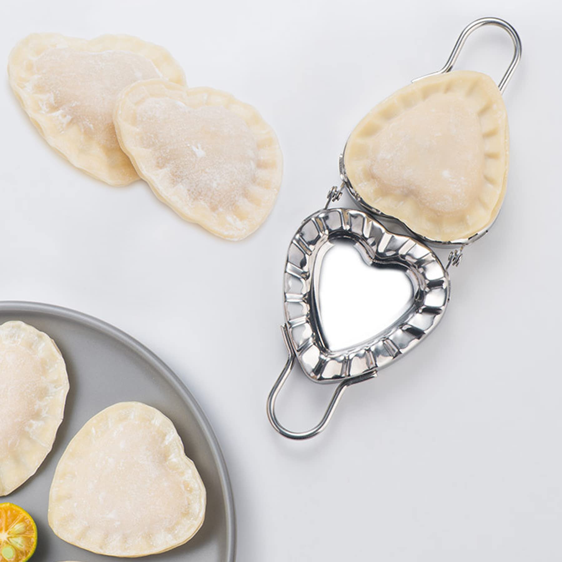 Mggi Heart Shaped Ravioli Mold Pierogi Dumpling Maker, Stainless Steel Goya Empanada Press Mold, Ravioli Mould Crimper, Wraper D