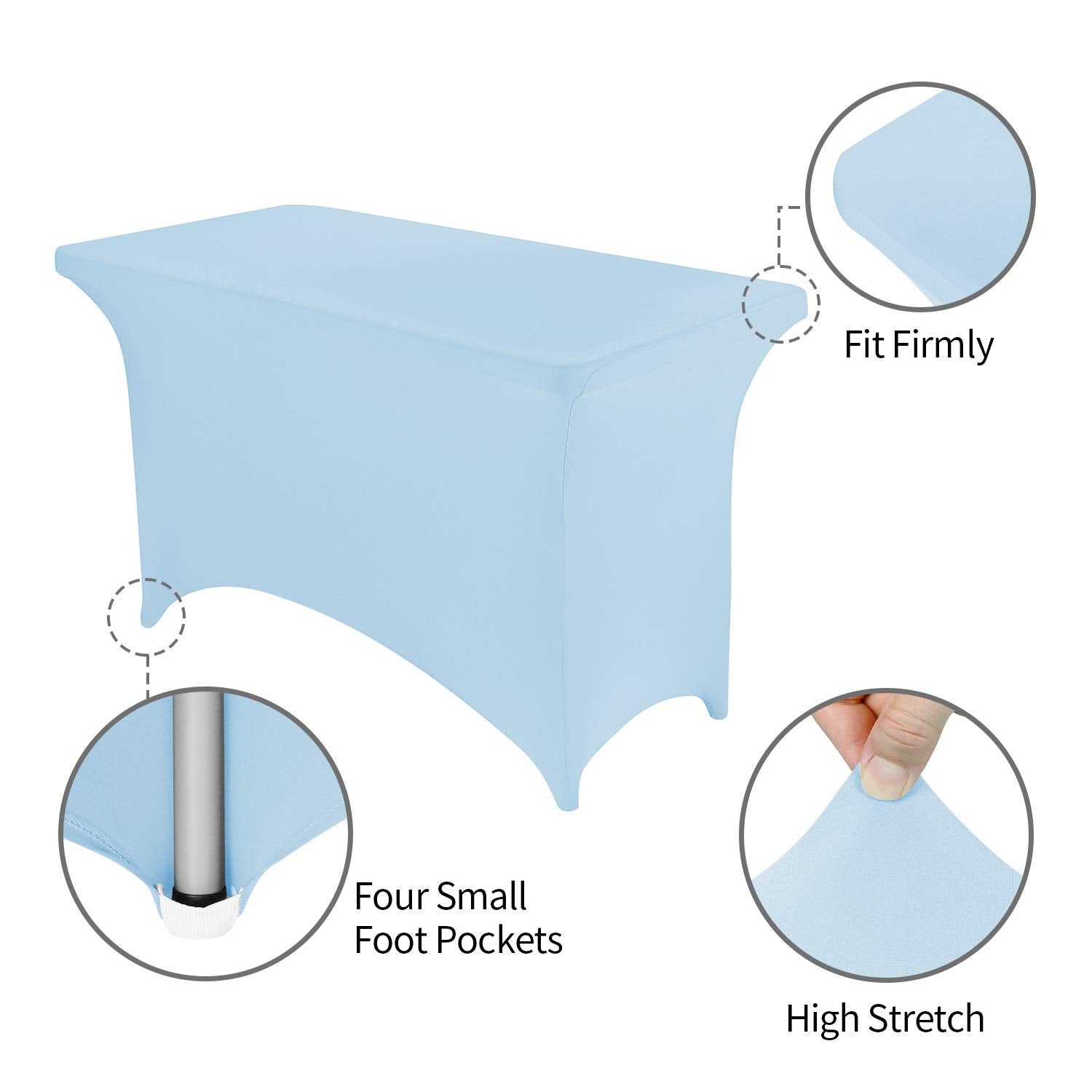 Peomeise 4Ft Spandex Table Cover Rectangular Stretch Spandex Tablecloth (Blue Mist,4Ft)