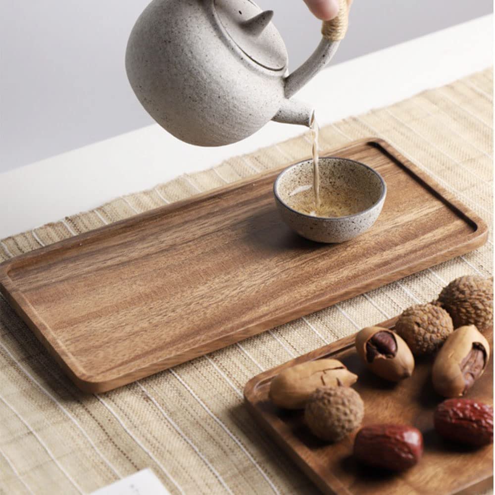 White Lift Wooden Serving Trays For Coffee Table Ottoman Living Room Tea & Food Storage Platters For Serving Beverages & Food (N