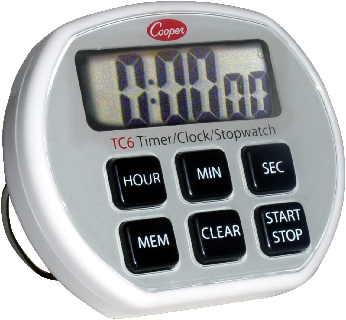 Cooper-Atkins Digital Timer / Clock / Stopwatch With Splashproof Case, 24 Hours Unit Range, Silver, 2.75'' X 2.375'' X .75''