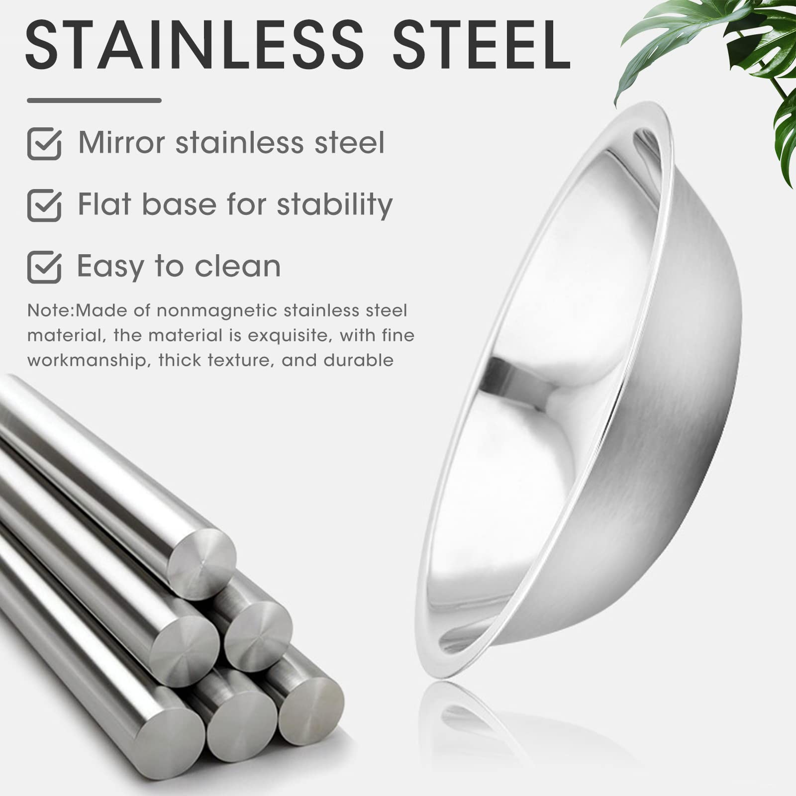 Heavy Duty Stainless Steel Mirror Finish Commercial Restaurant Mixing Bowl 3 Quart (Set Of 3)