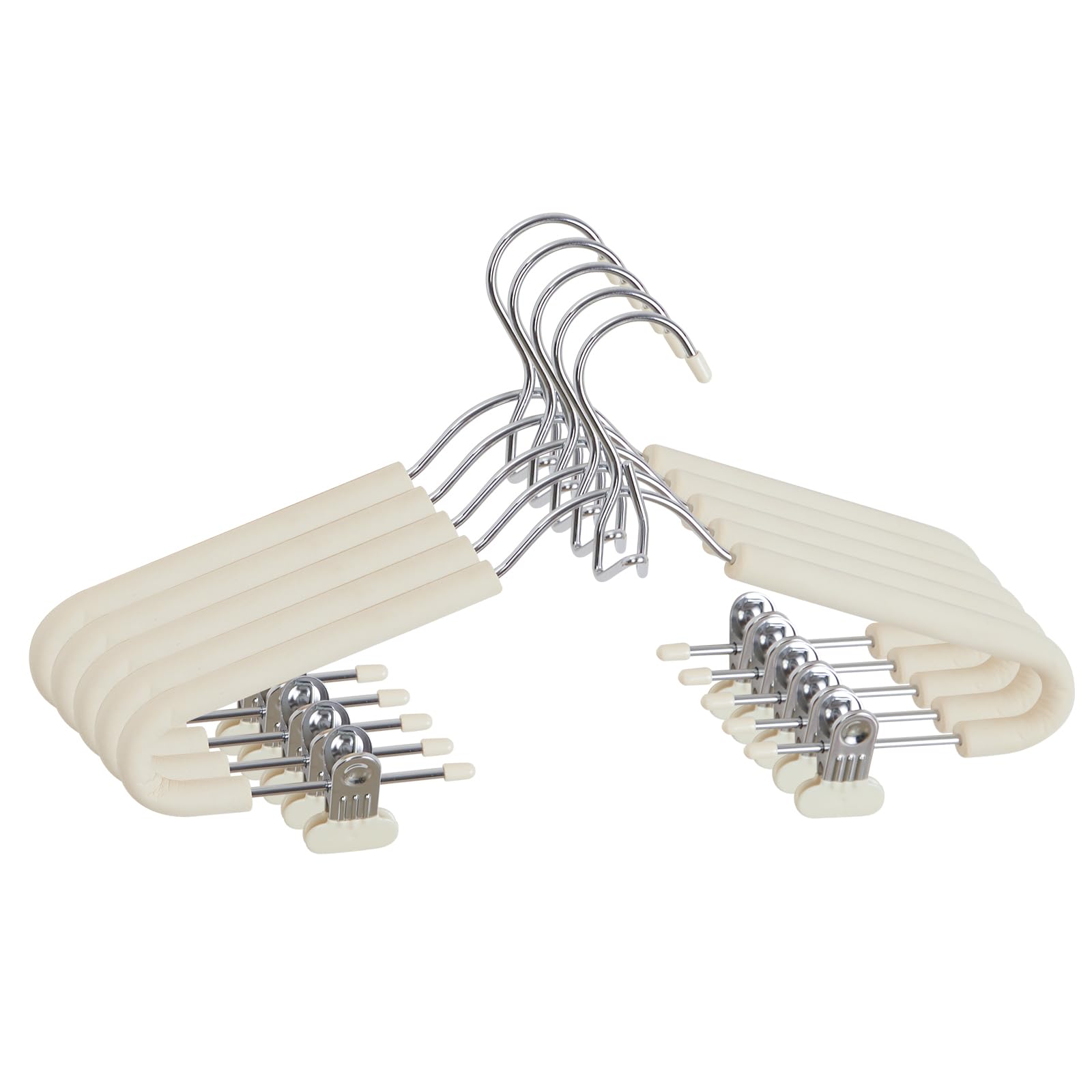 Spring Fever Foam Padded Clothes Hangers With Clips Hooks - Sponge Non Slip Chrome Plating Heavy Duty Space Saving For Women Men