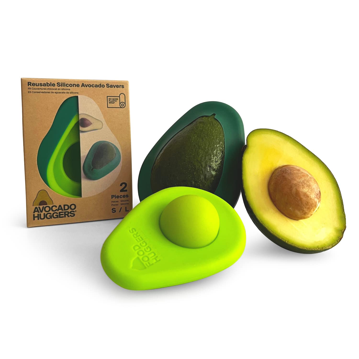 Avocado Huggers By Food Huggers | 2Pc Silicone Reusable Avocado Savers With Pit Storage | Bpa Free, Dishwasher Safe Holder | Lar