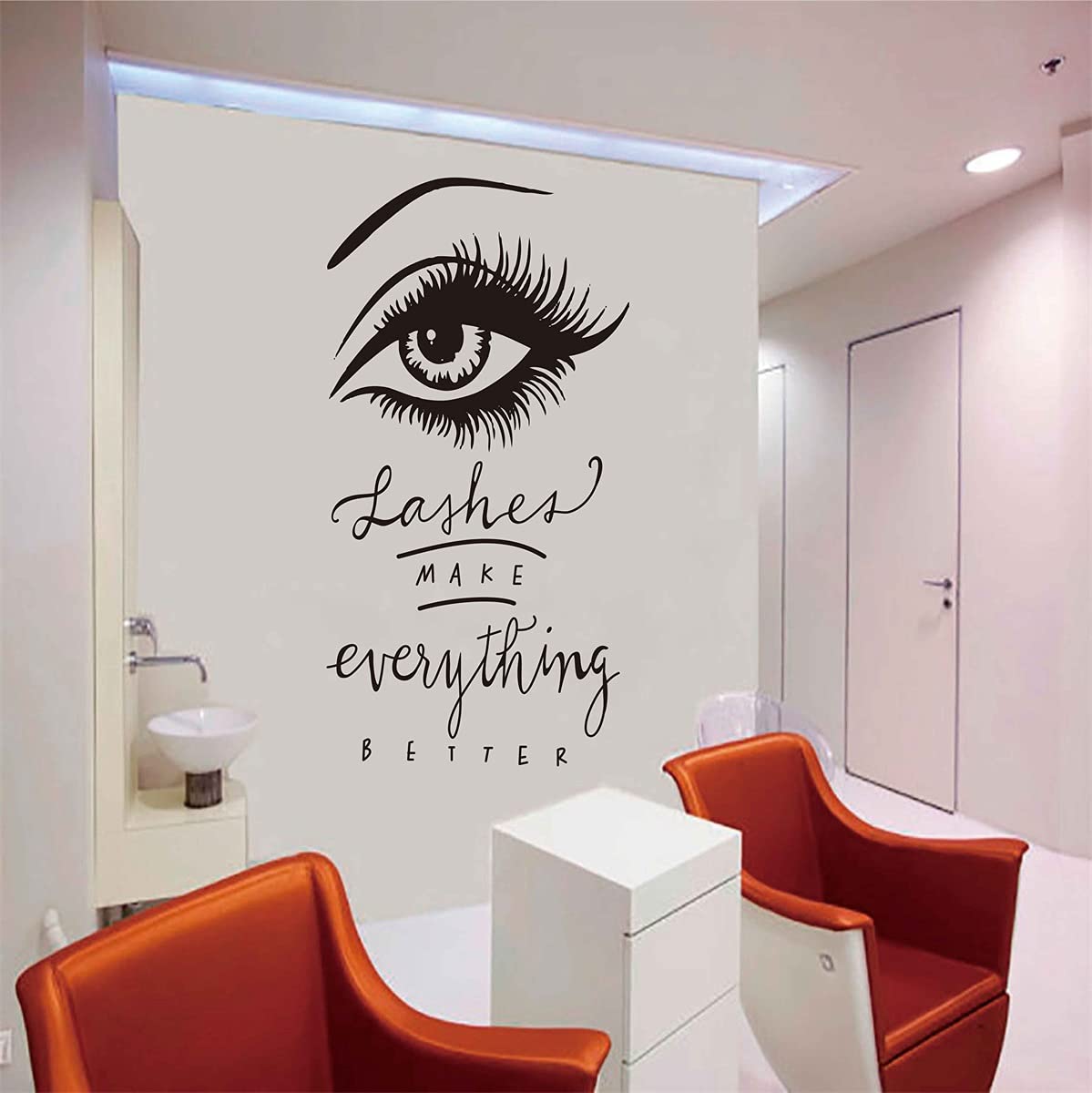 Eyelashes Quote Wall Sticker Eyebrows Wall Decor Living Room Mural Lashes Wallpaper Lc224 (Black)