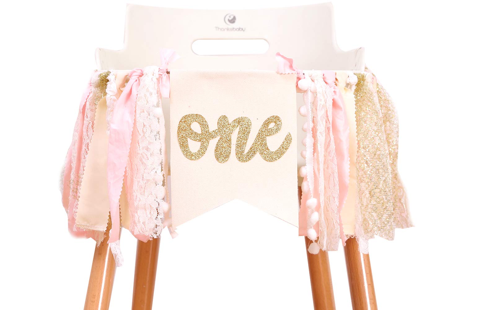 Highchair Banner 1St Birthday - Pink Happy Birthday Banner Party Decorations For First Birthday,Best Princess Photo Props For Ba