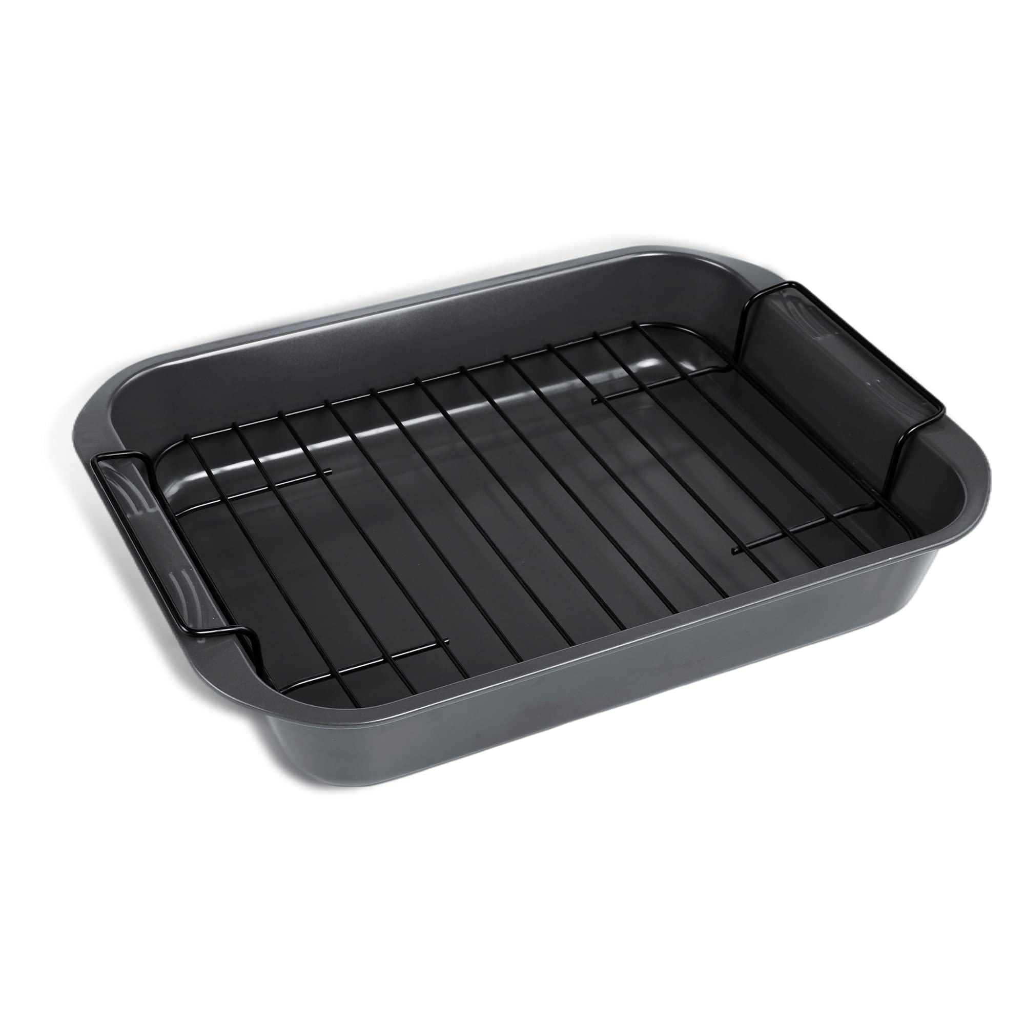 Kitcom Bakeware Nonstick Roaster, Nonstick Roasting Pan With Rack, Great For Roast Chicken, Roasts And Turkeys - 15 Inch X 11 In