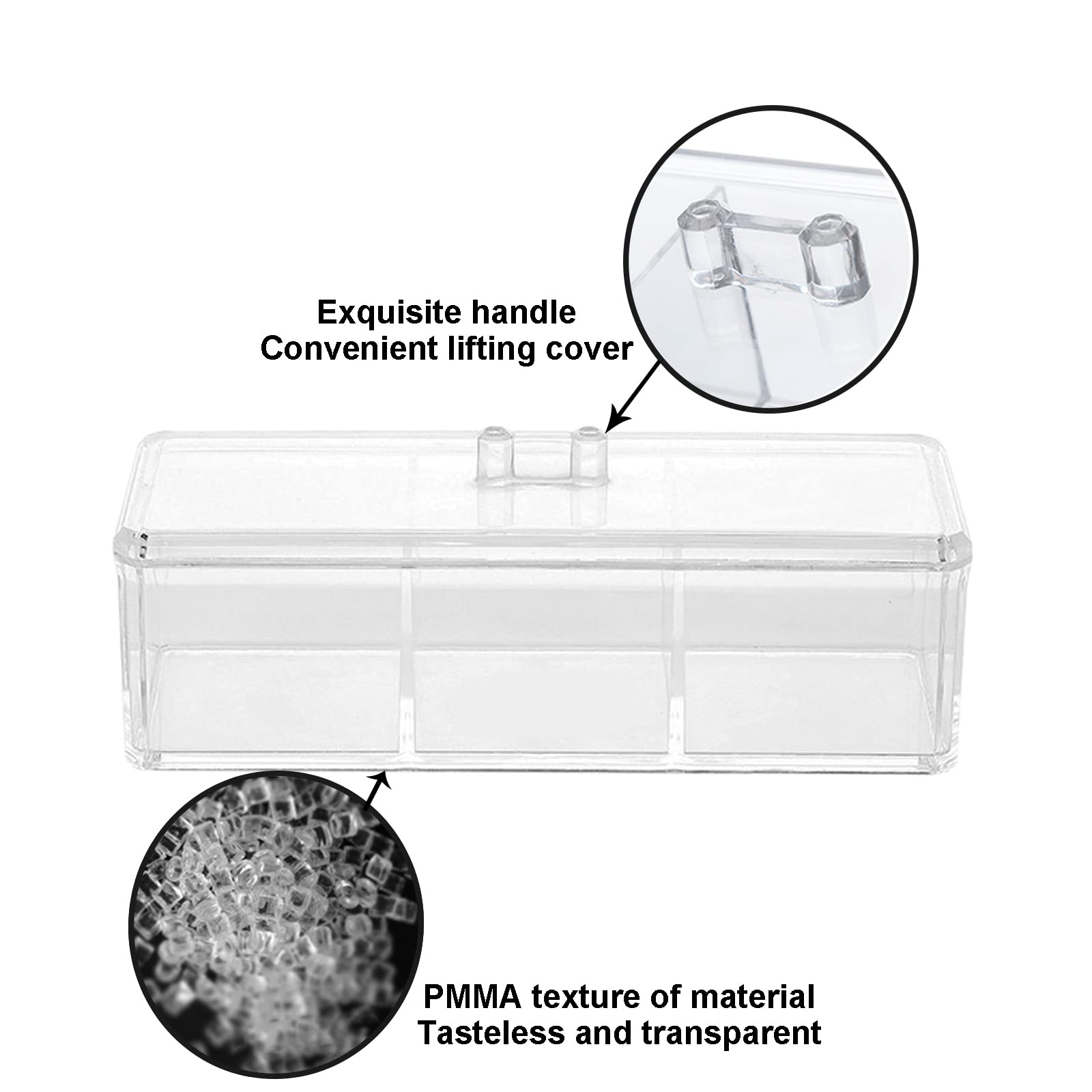 Square Qtip Holder Dispenser, 3 Compartments Cotton Ball Holder, Bathroom Canisters For Cotton Swab, Ball, Cotton Pad Organizer,