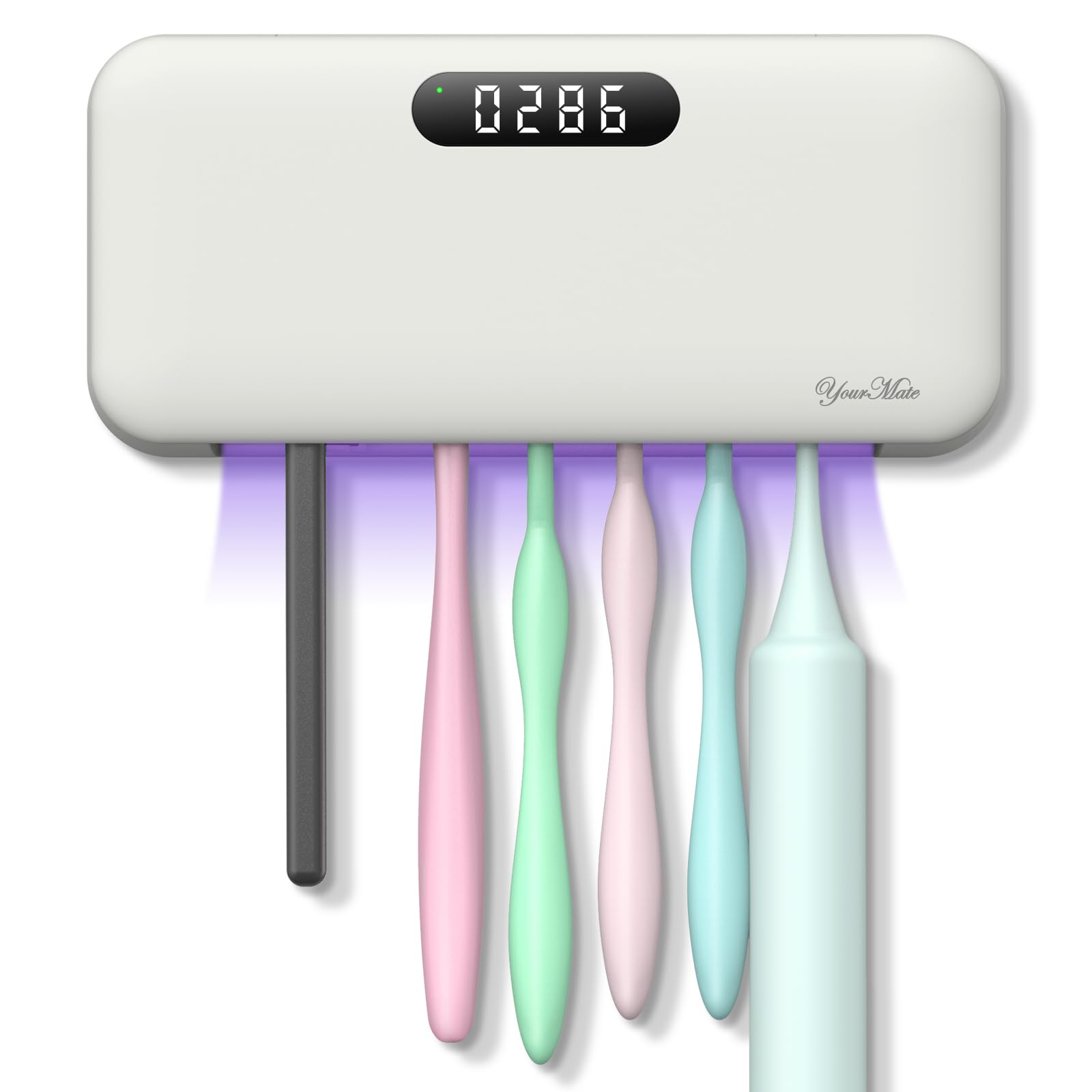 Yourmate Uvc Toothbrush Sanitizer Holders For Bathrooms 4000Mah Rechargeable Wall Mounted Toothbrush Sterilizer 5-Minute Automat
