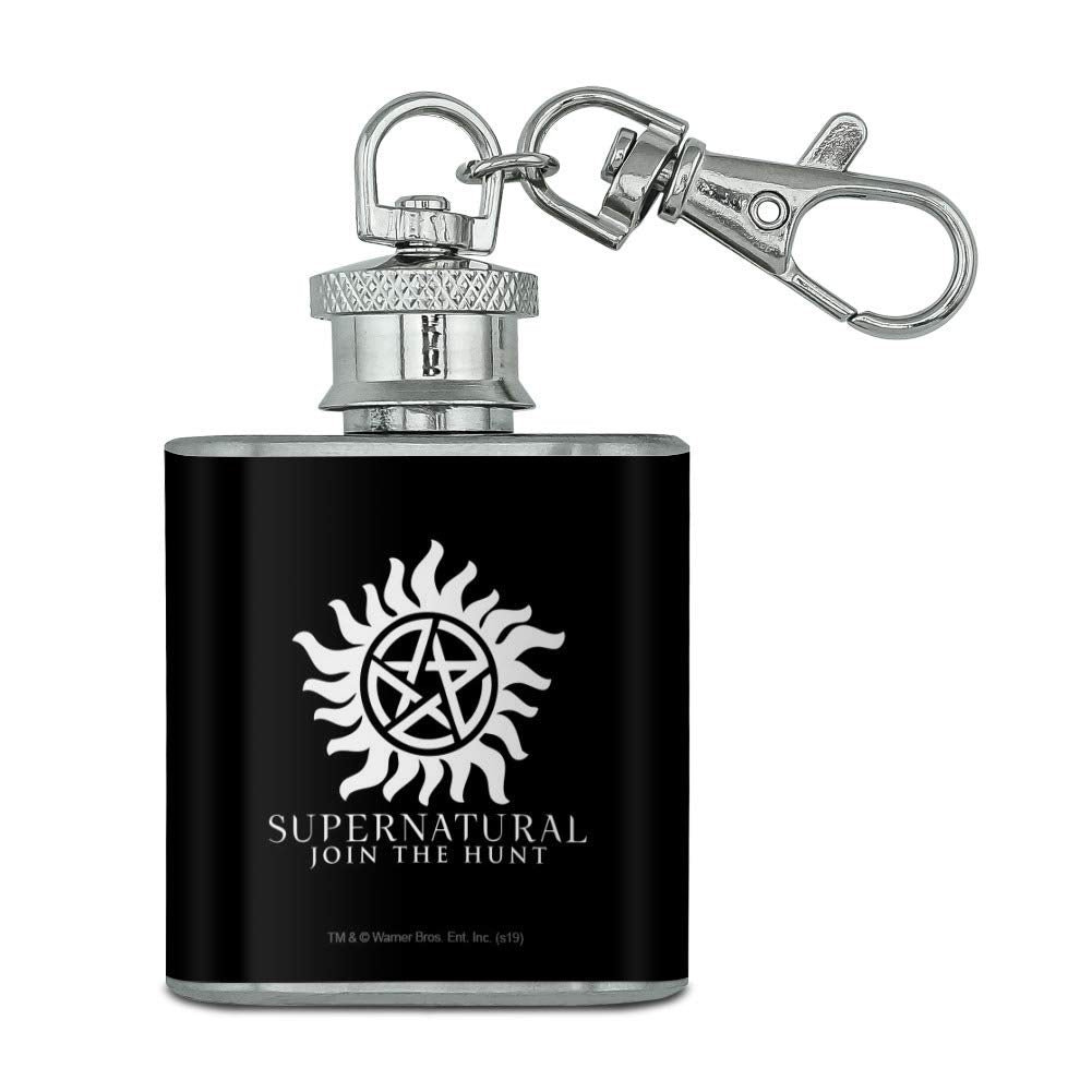Supernatural Anti Possession Symbol Stainless Steel 1Oz Mini Flask Key Chain